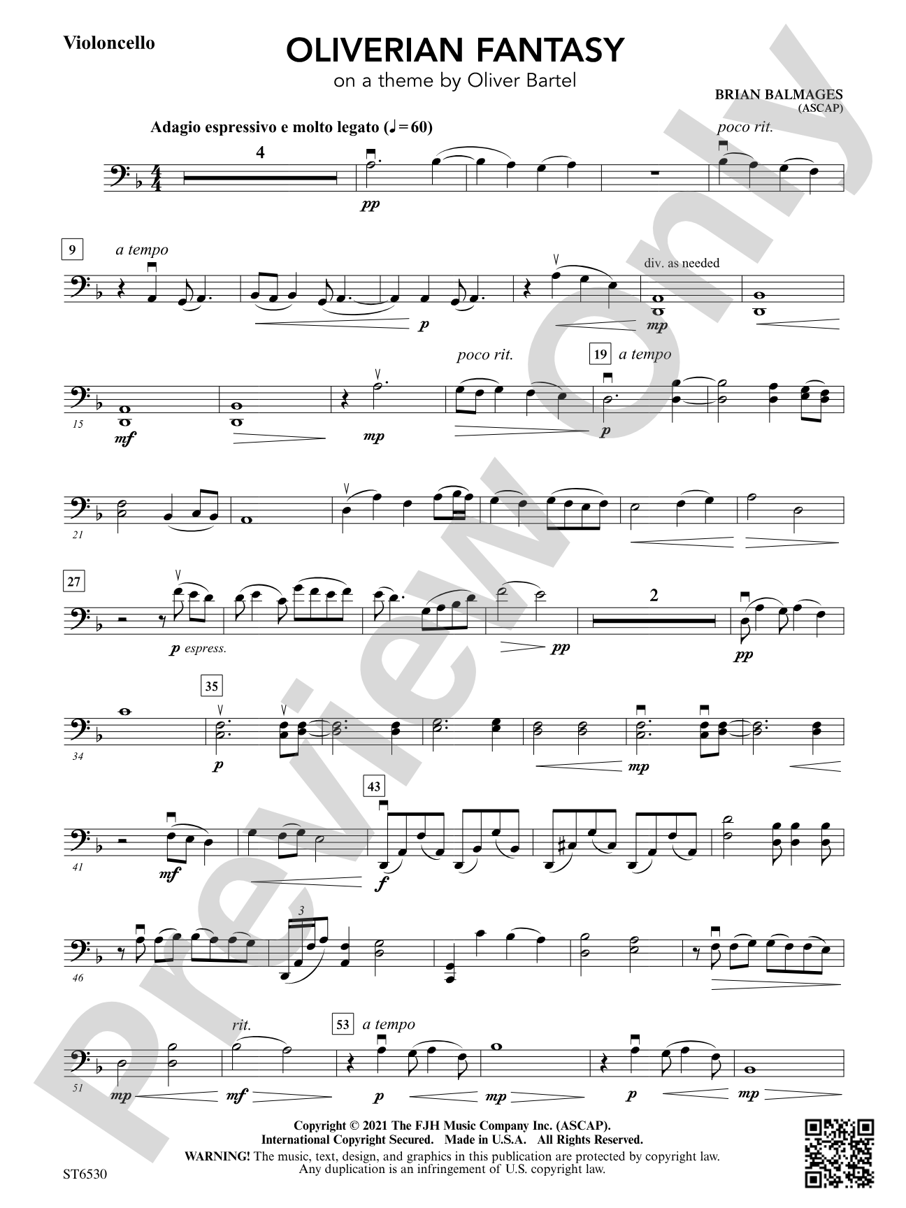 Oliverian Fantasy (on a theme by Oliver Bartel): Violoncello