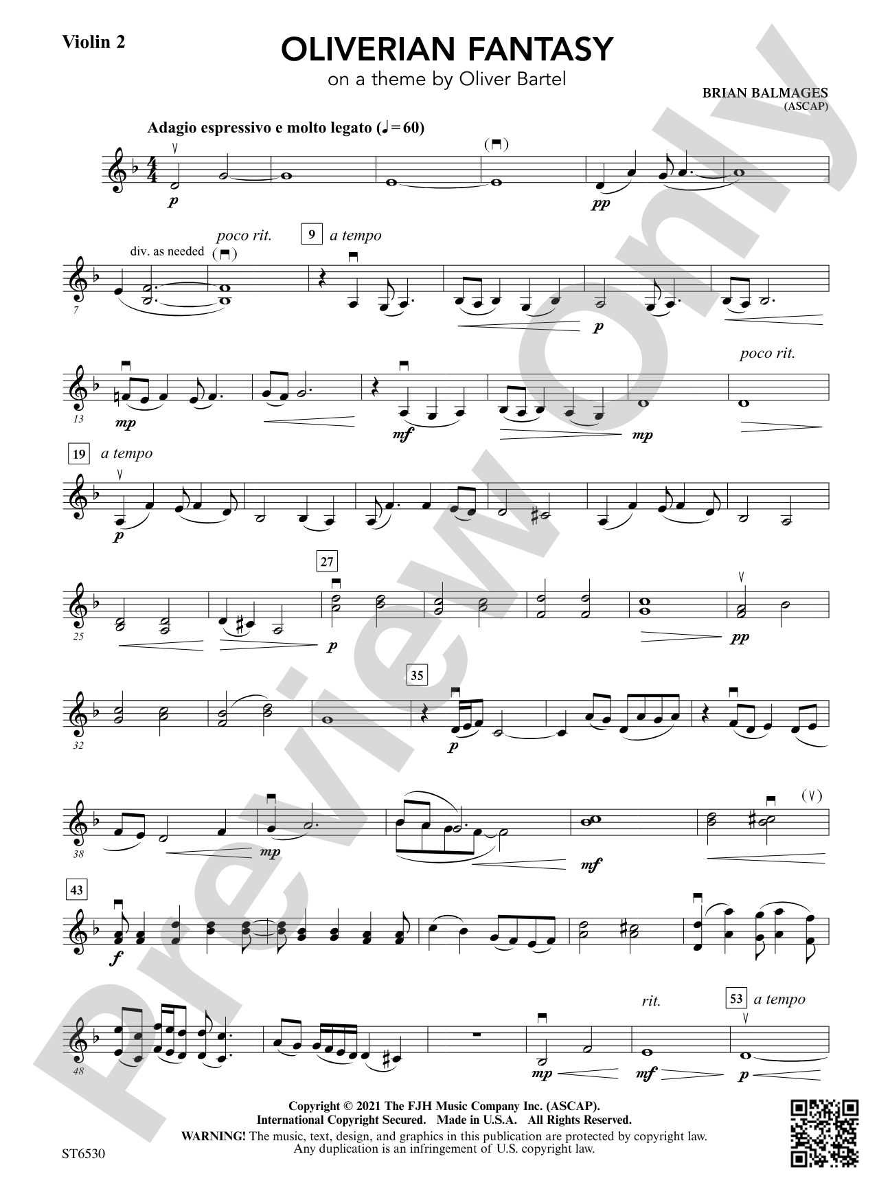 Oliverian Fantasy (on a theme by Oliver Bartel): Violin 2