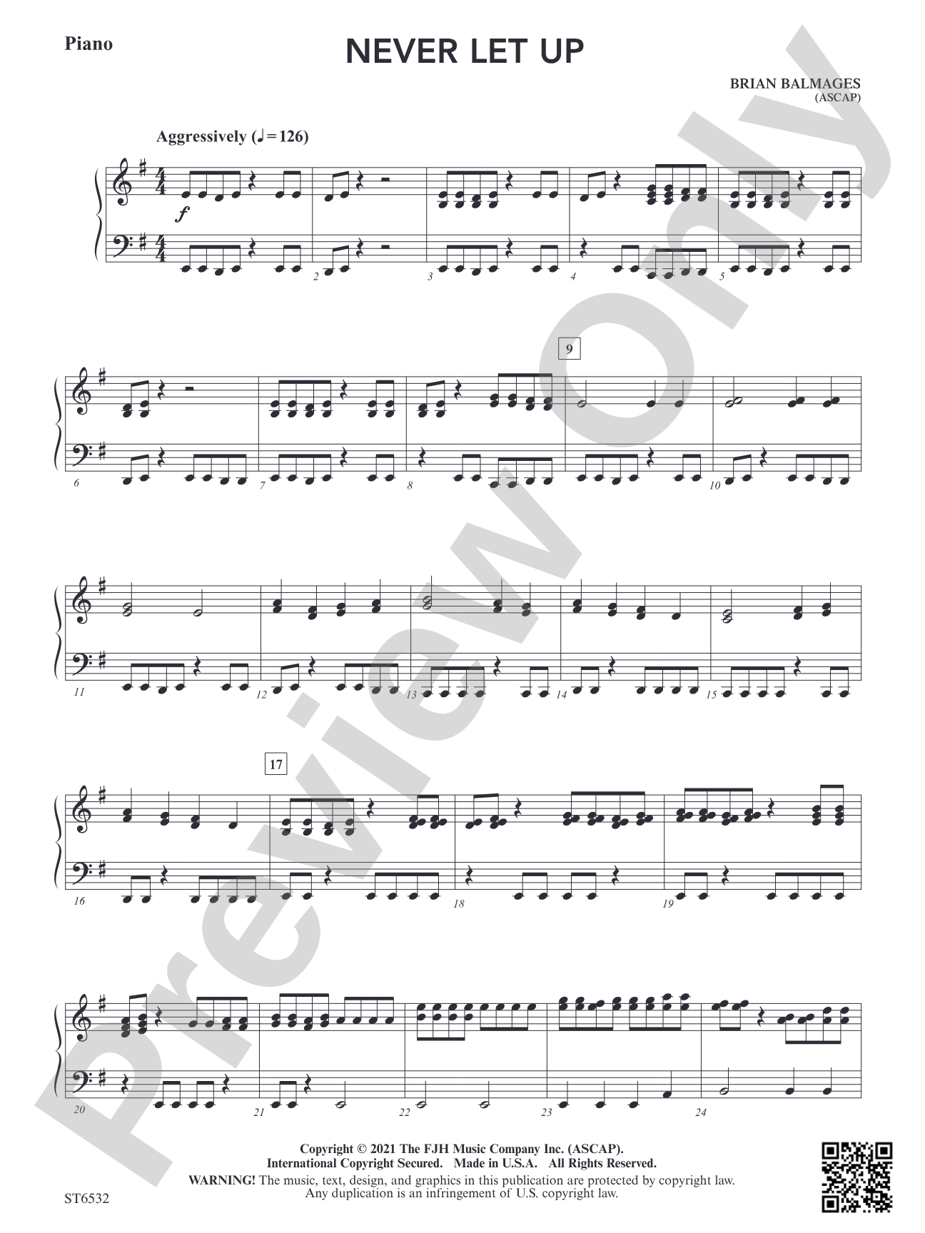Never Let Up: Piano