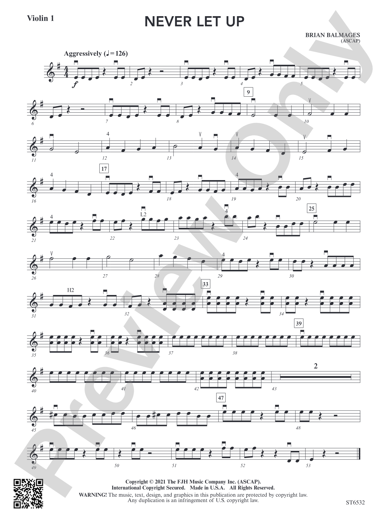Never Let Up: Violin 1