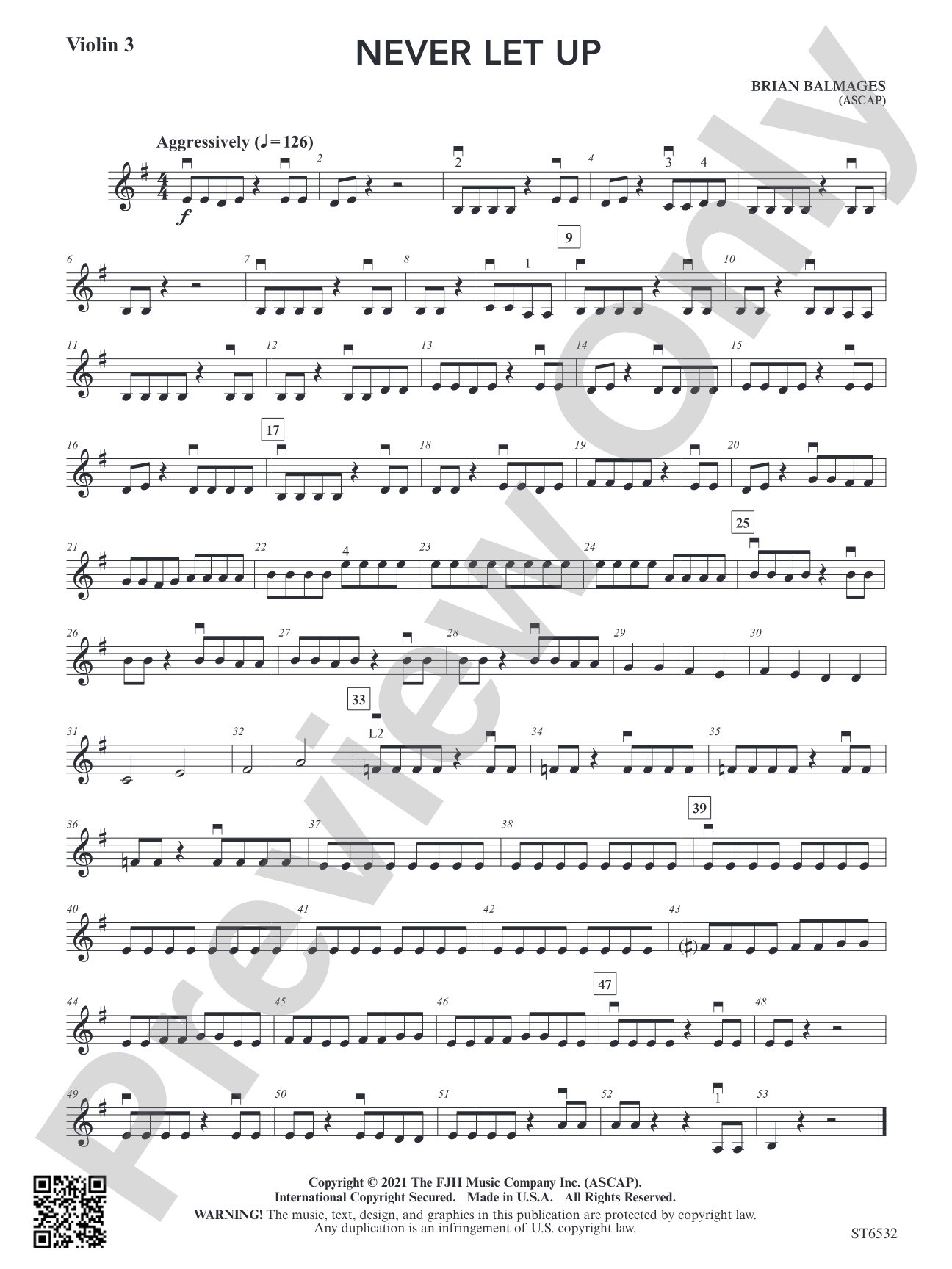 Never Let Up: Violin 3 (Viola T.C.)