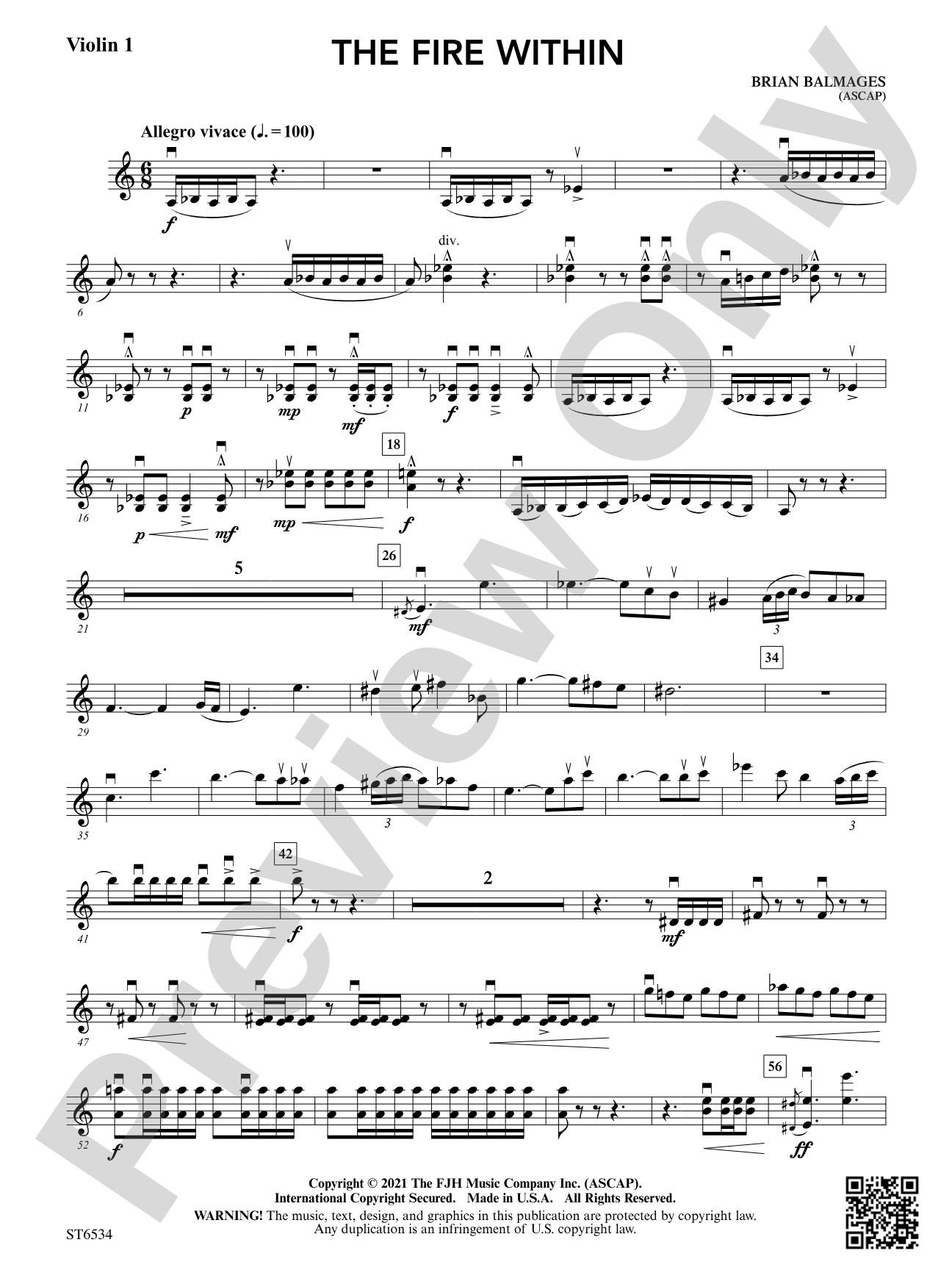 The Fire Within: Violin 1