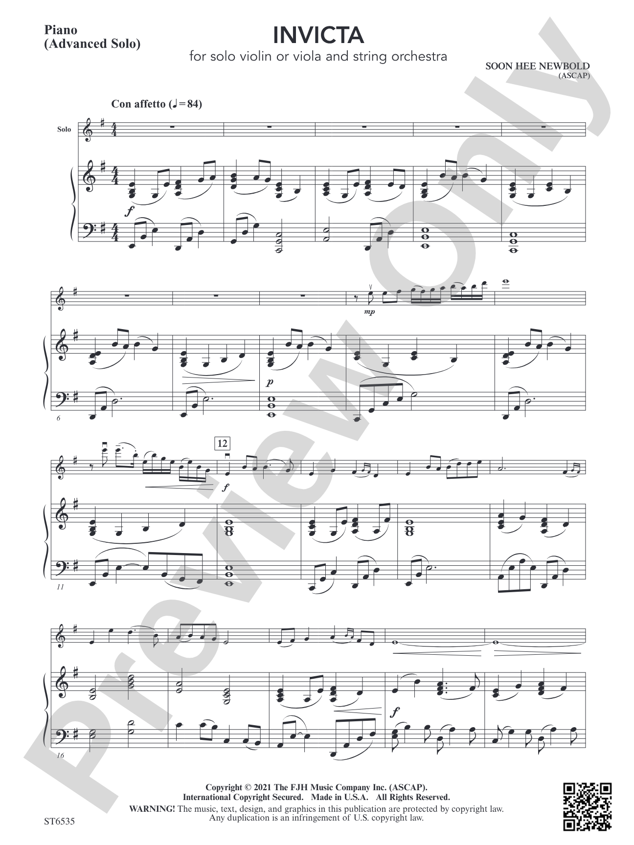 Invicta: Piano (Advanced Solo)