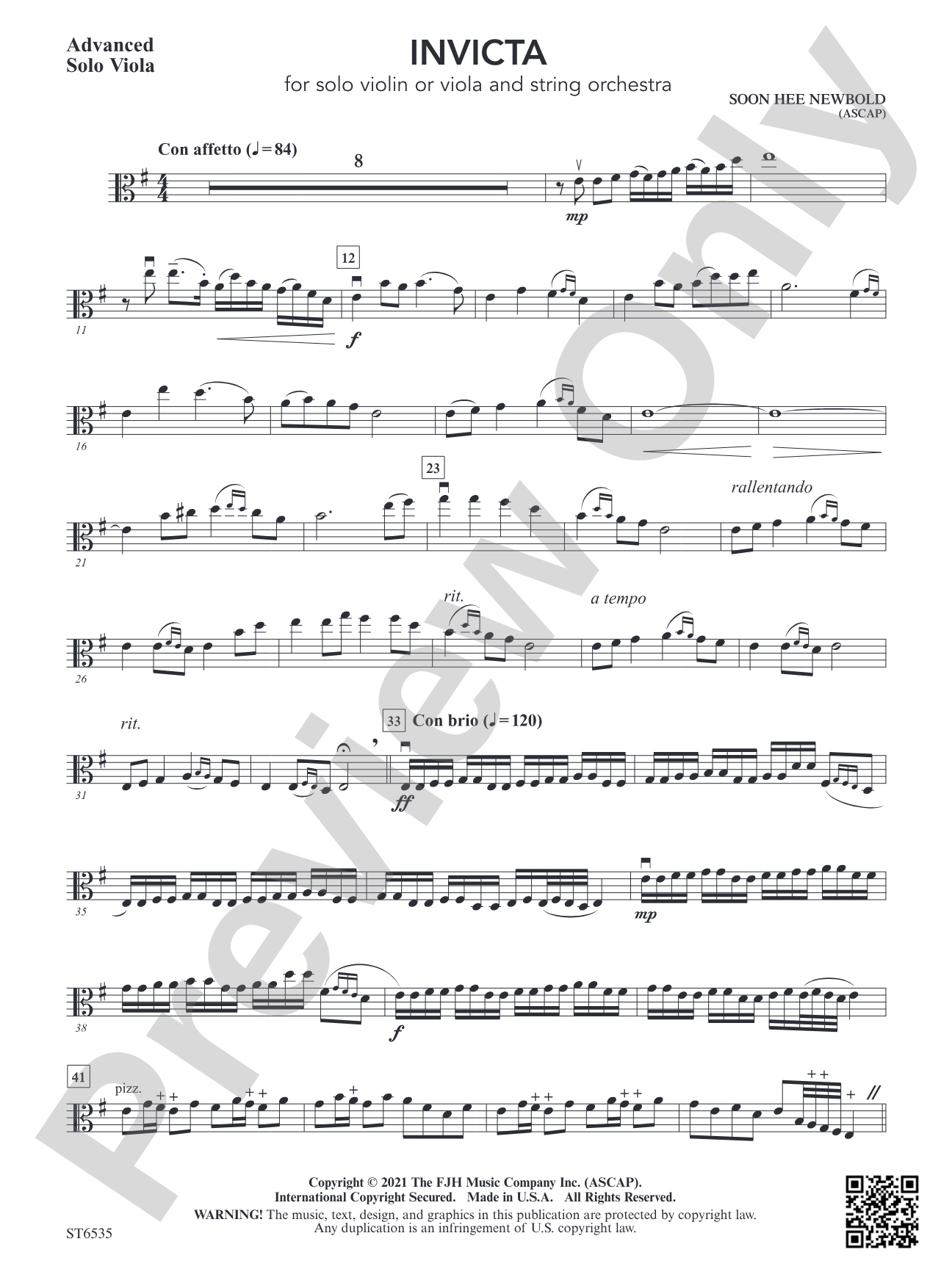Invicta: Alt. Advanced Solo Viola (Grade 4.5)