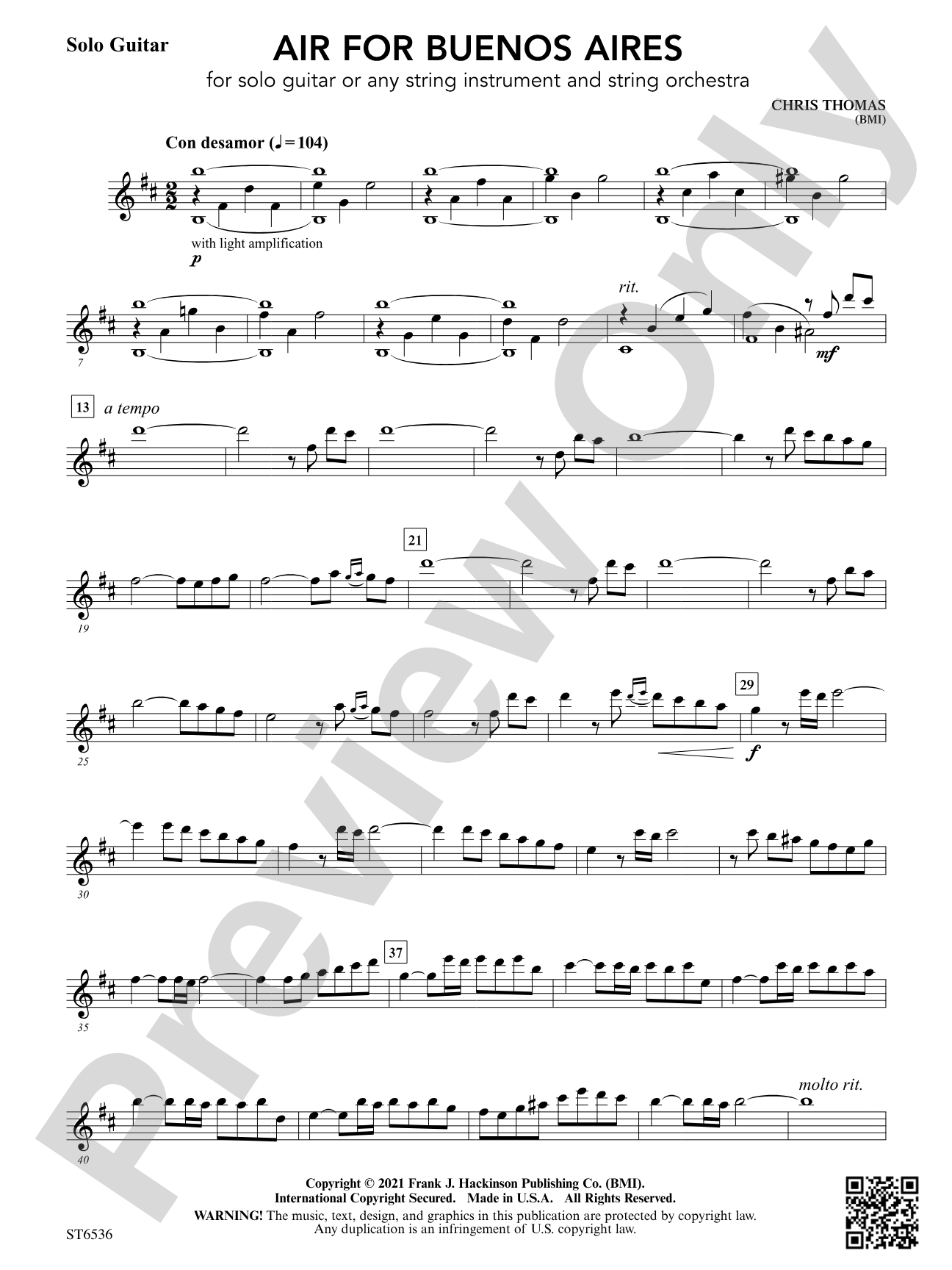 Air for Buenos Aires: Solo Guitar