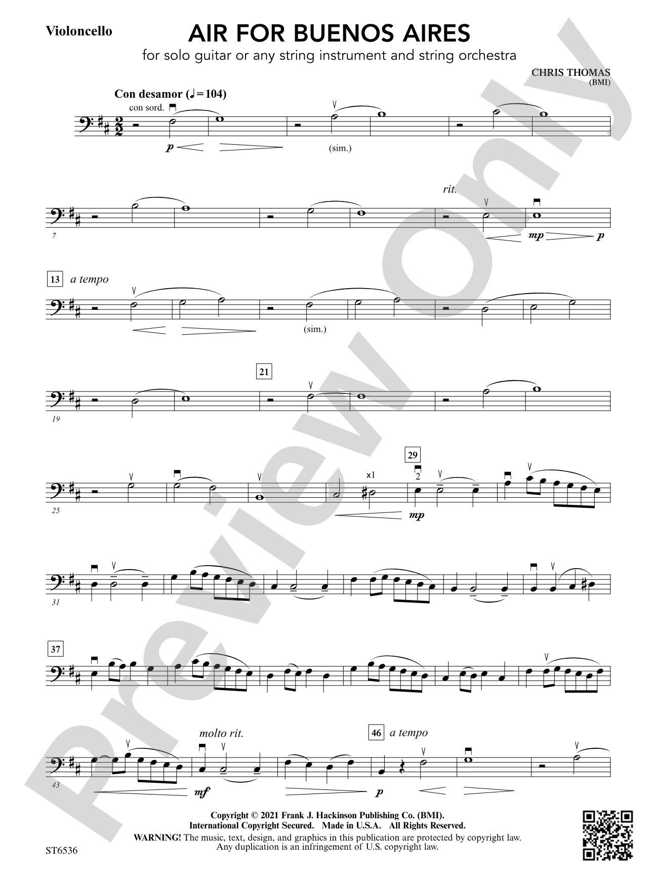Air for Buenos Aires: Violoncello