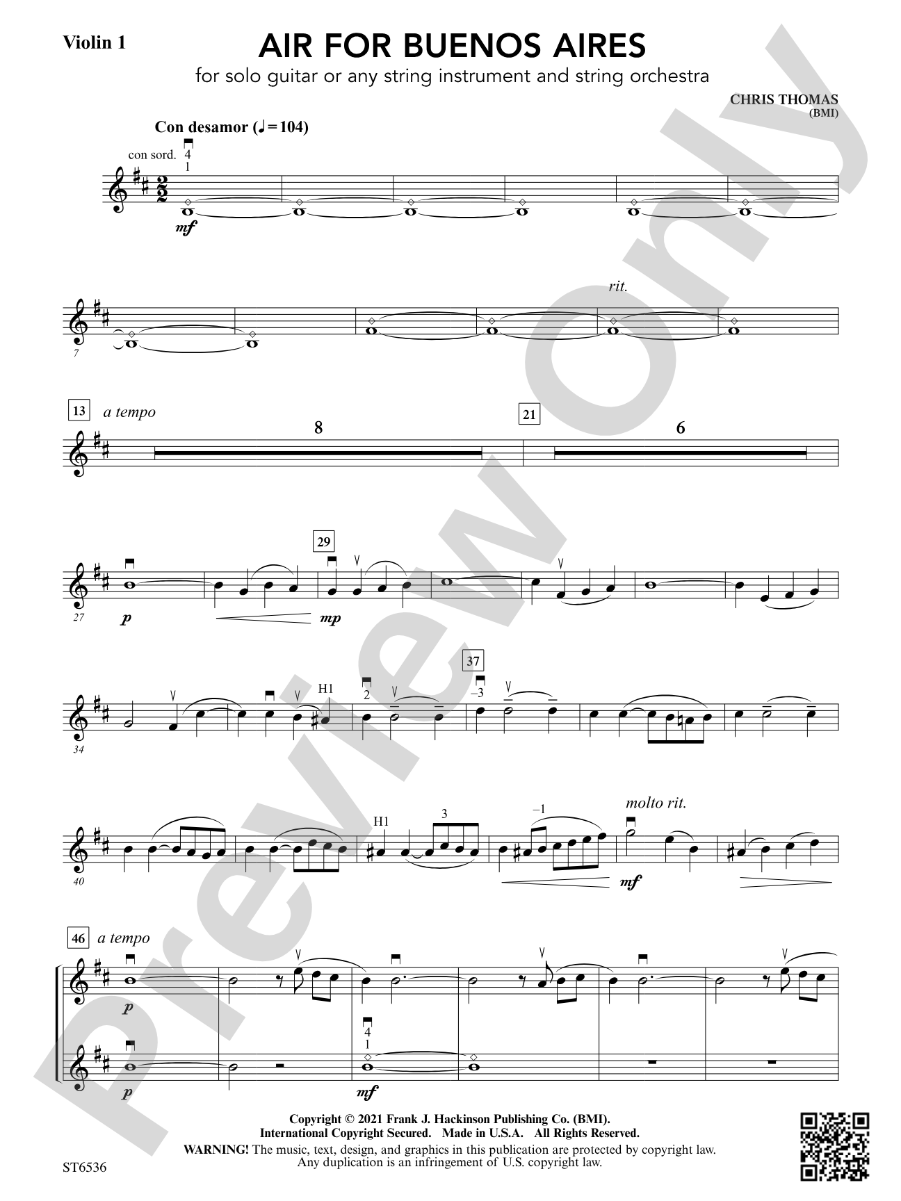 Air for Buenos Aires: Violin 1
