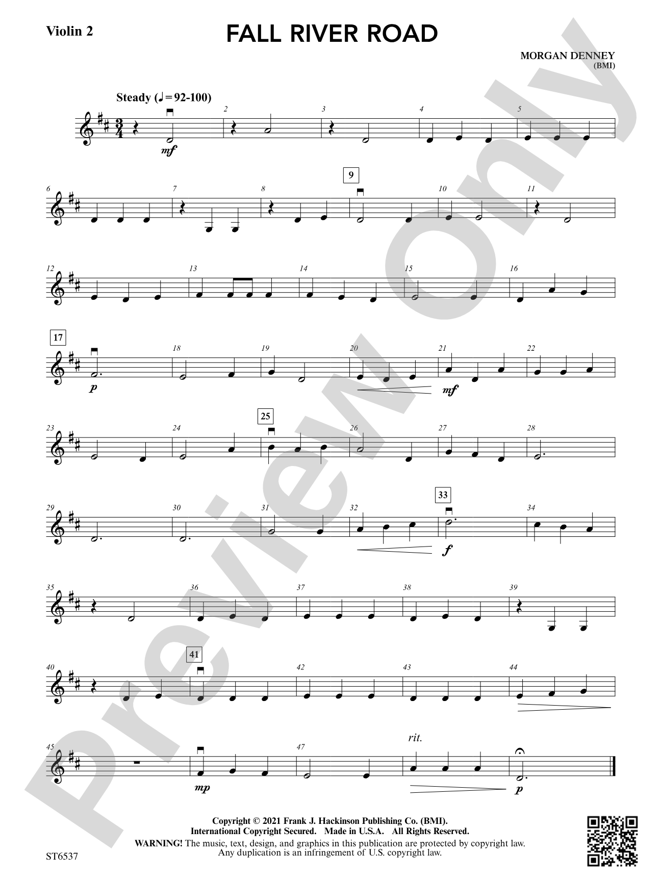Fall River Road: Violin 2 (Viola T.C.)