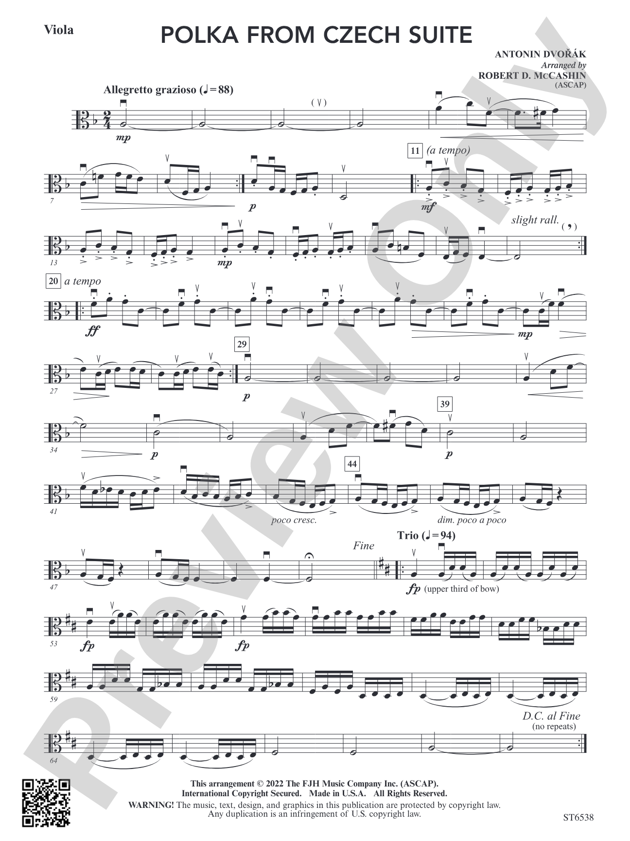 Polka from Czech Suite: Viola