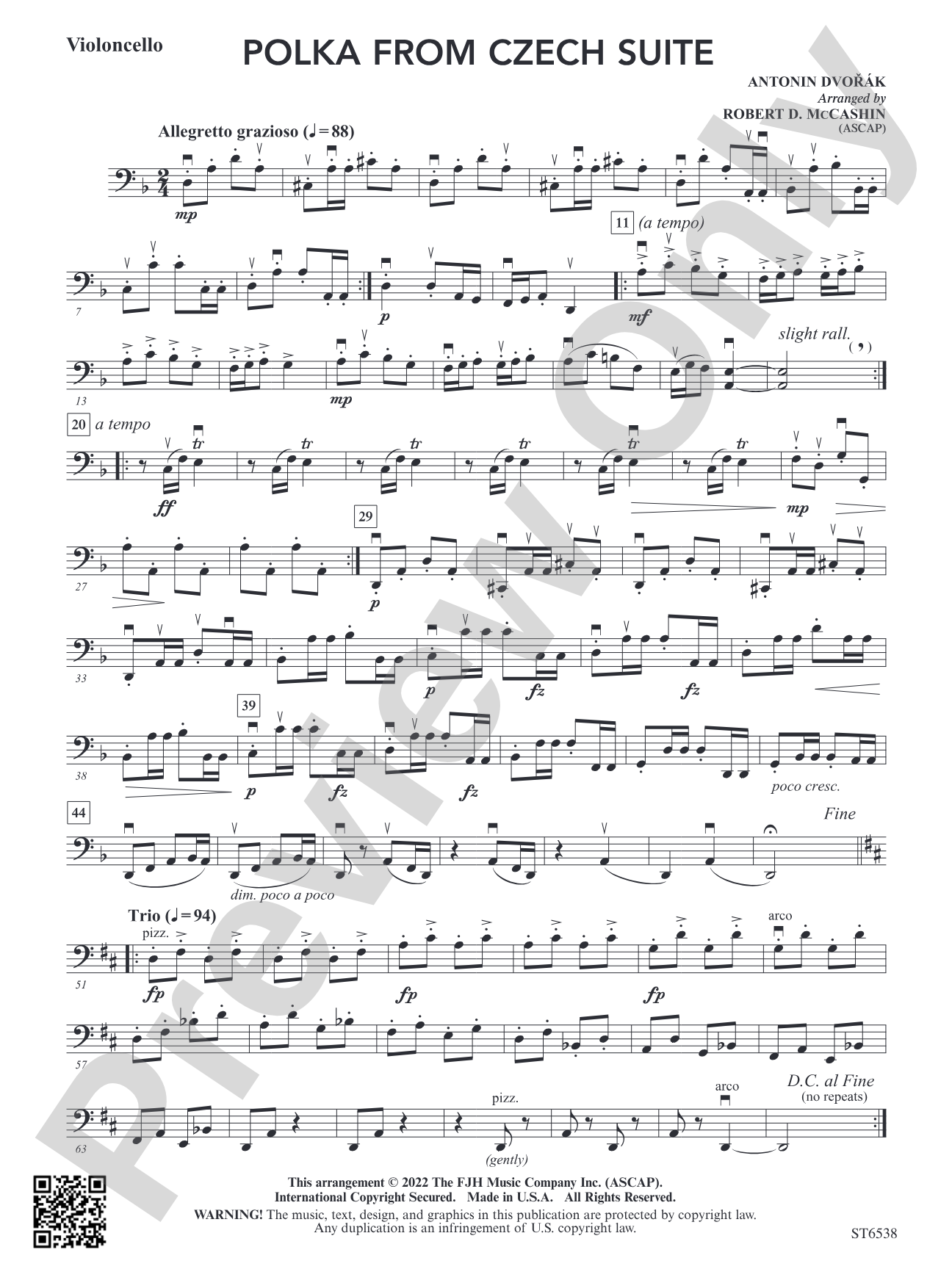 Polka from Czech Suite: Violoncello