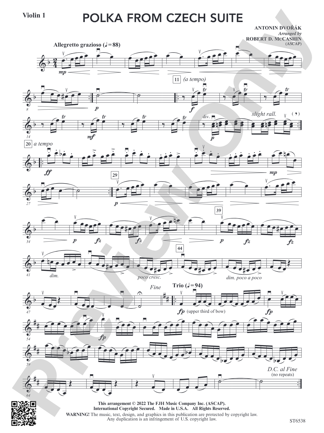 Polka from Czech Suite: Violin 1