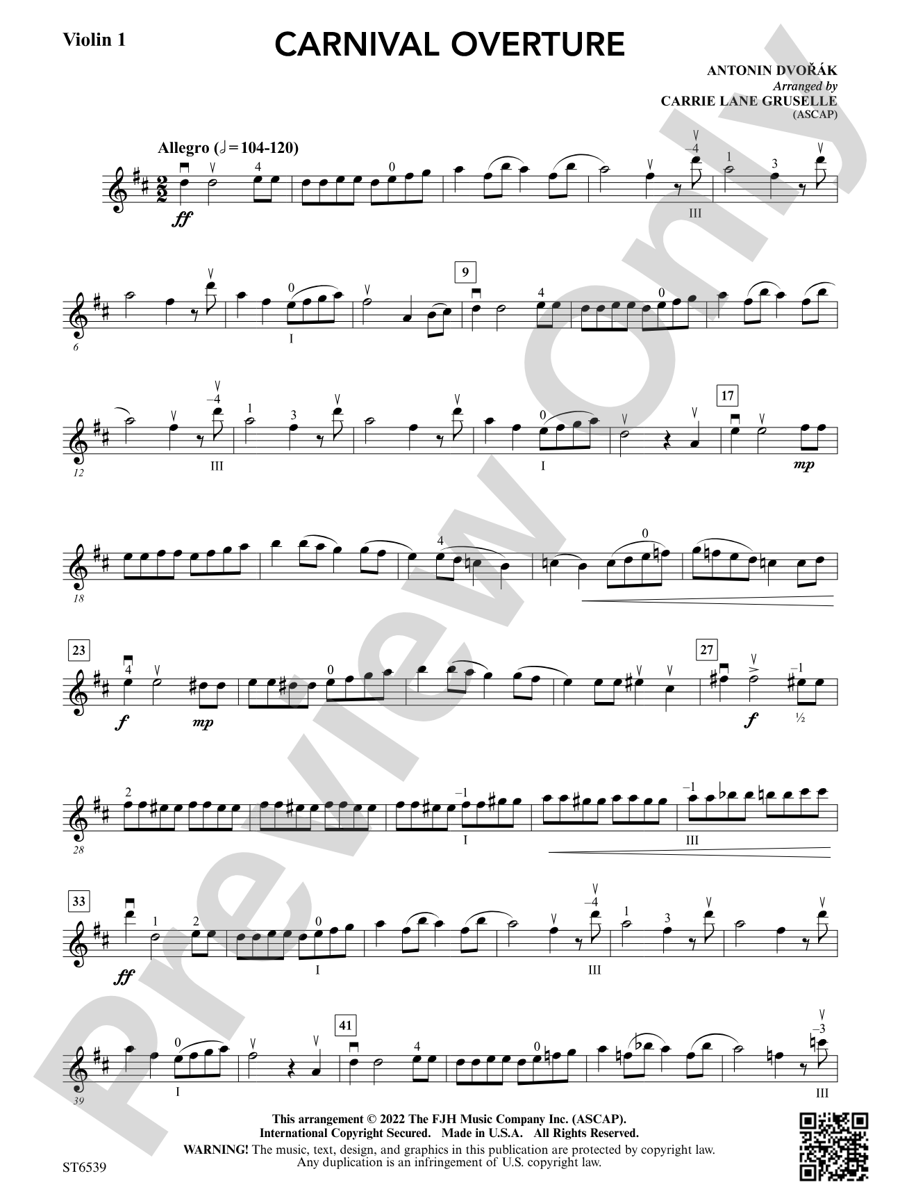 Carnival Overture: Violin 1