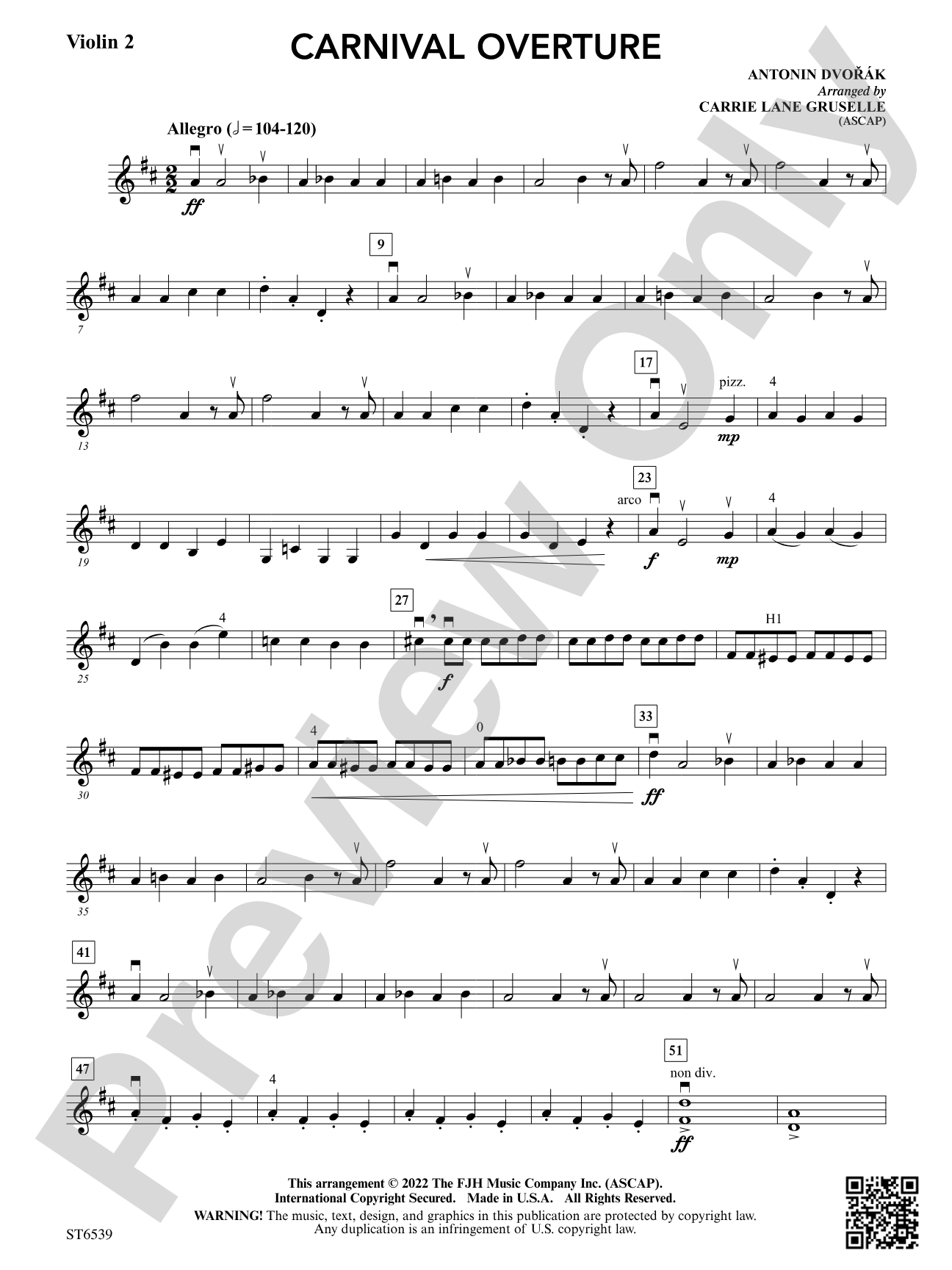 Carnival Overture: Violin 2