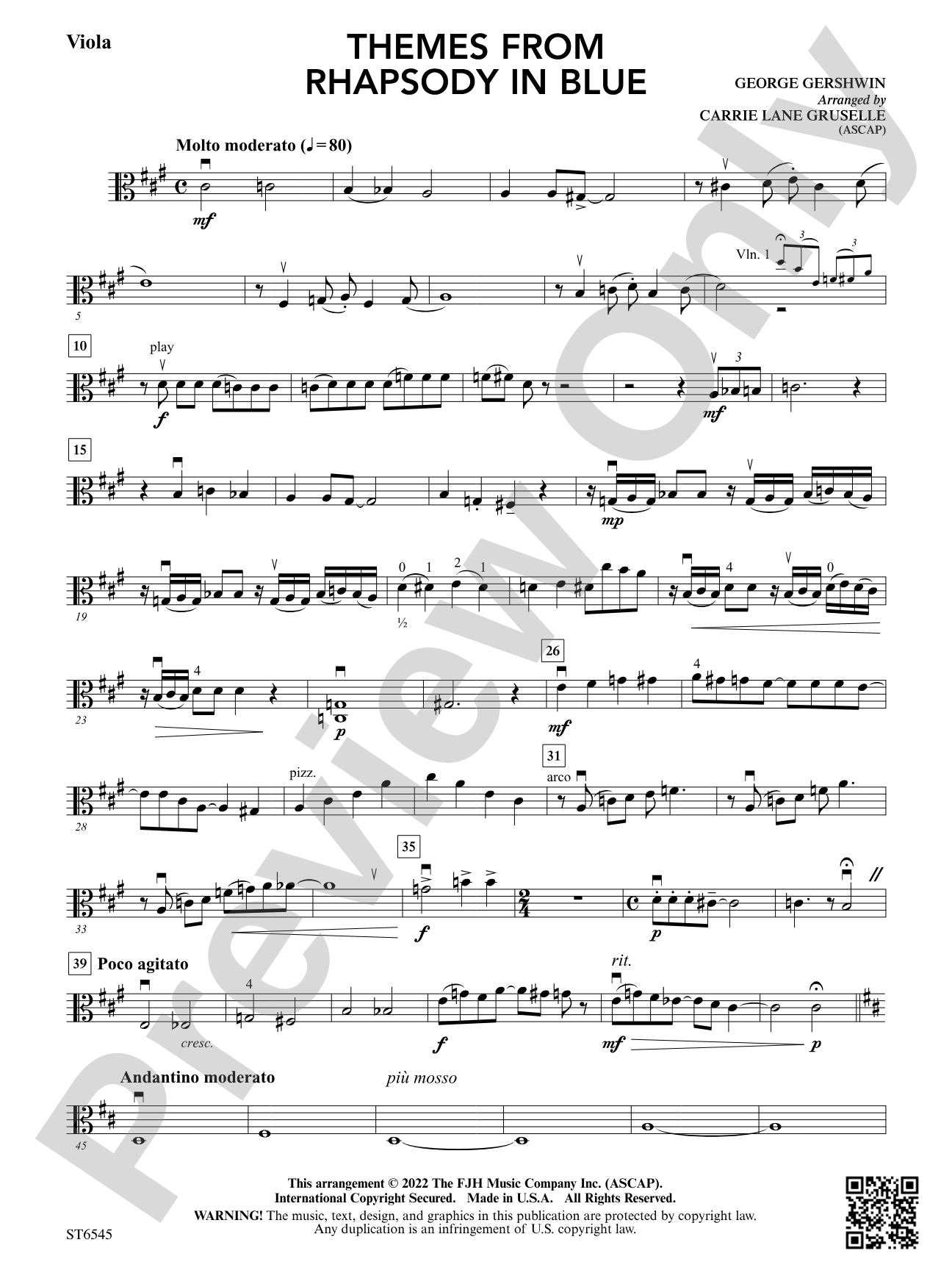 Themes from Rhapsody in Blue: Viola