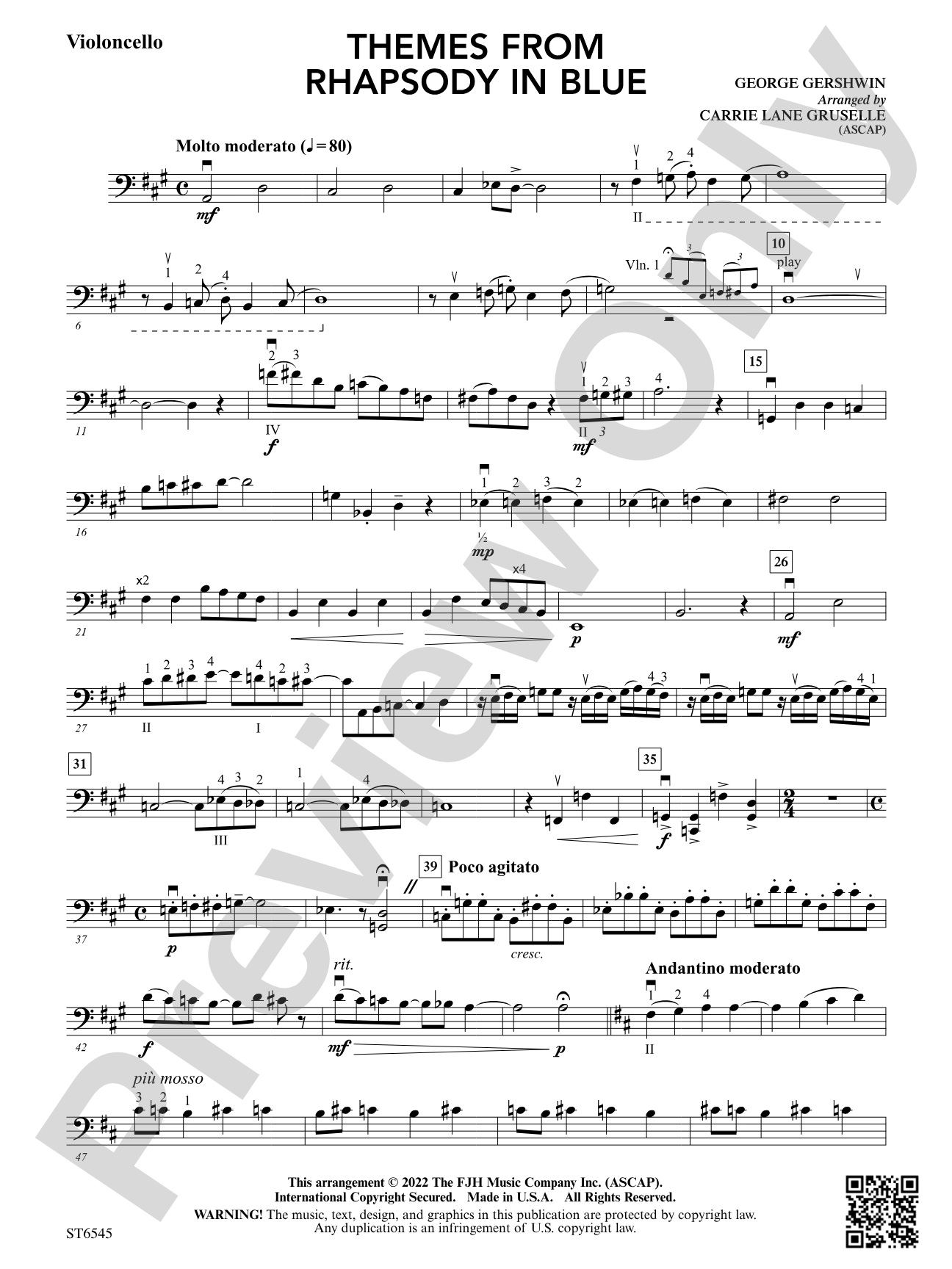 Themes from Rhapsody in Blue: Violoncello