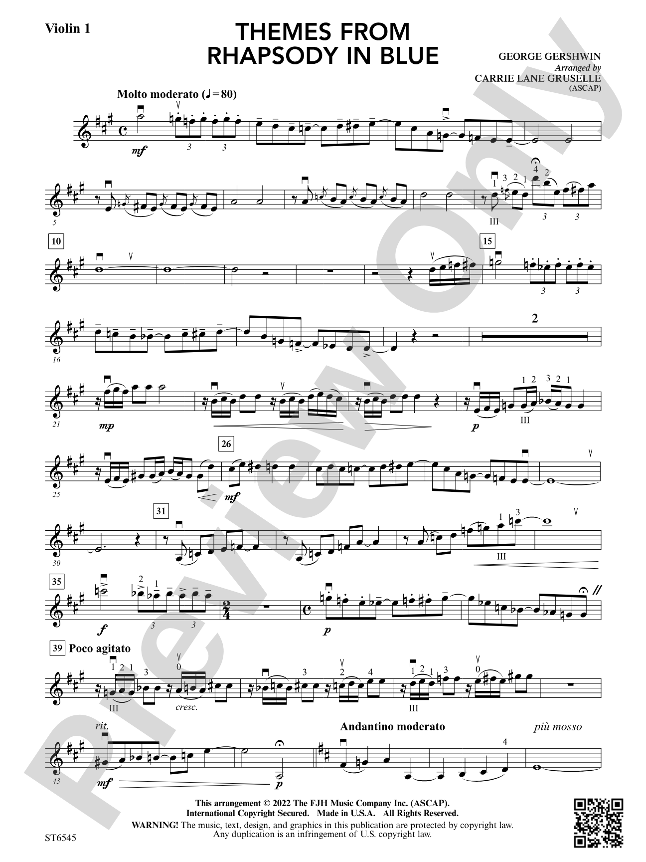 Themes from Rhapsody in Blue: Violin 1