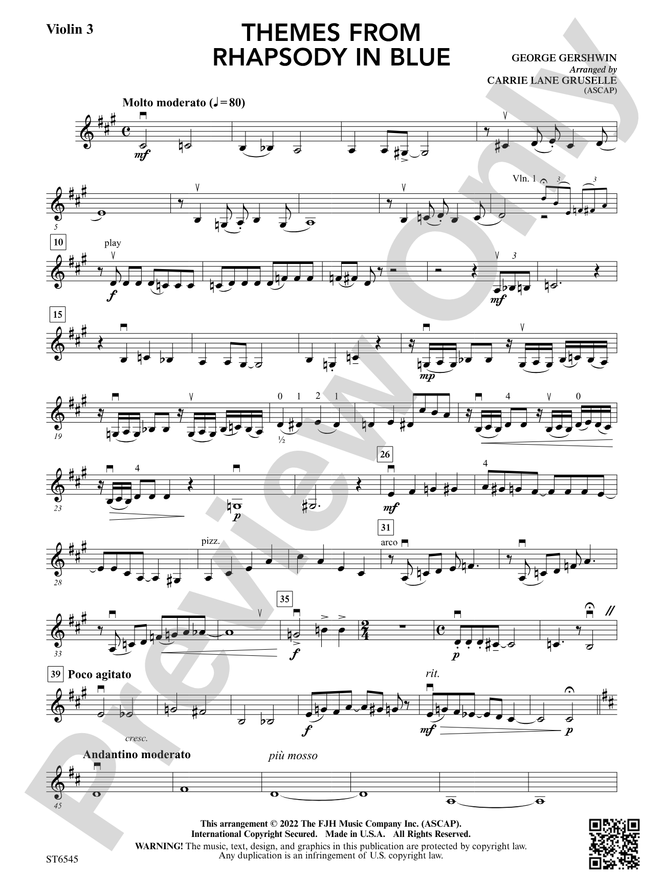 Themes from Rhapsody in Blue: Violin 3 (Viola T.C.)