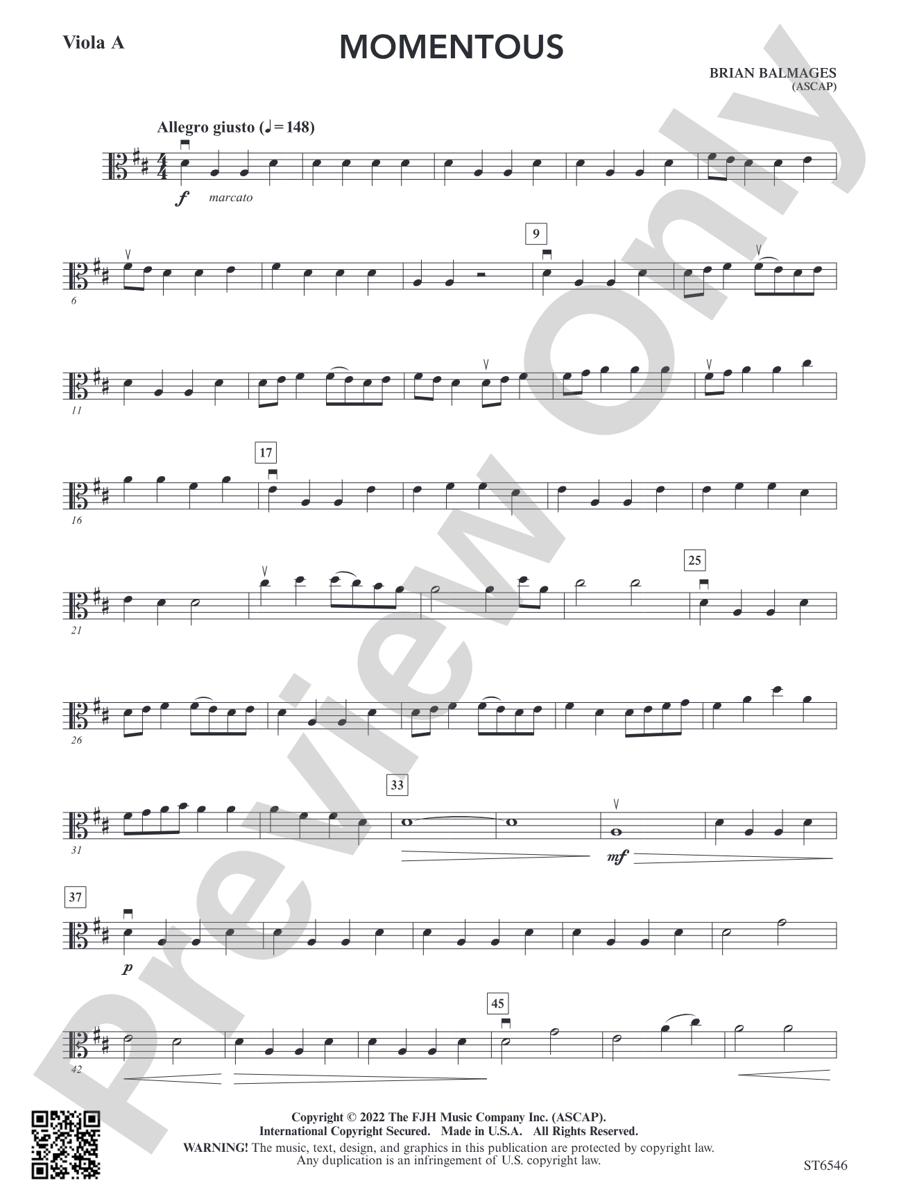 Momentous (for single or multi-level string orchestra): Viola A