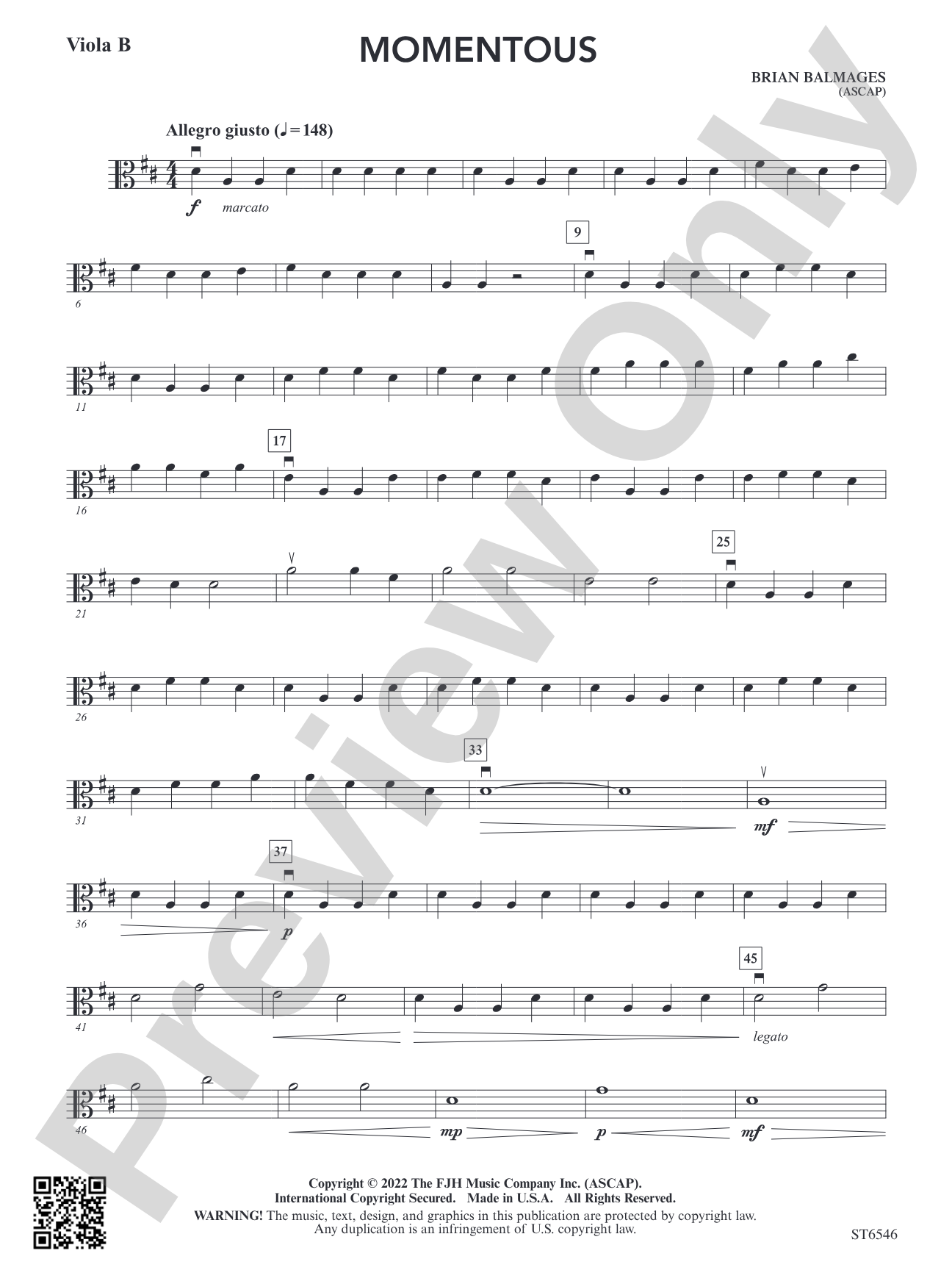 Momentous (for single or multi-level string orchestra): Viola B