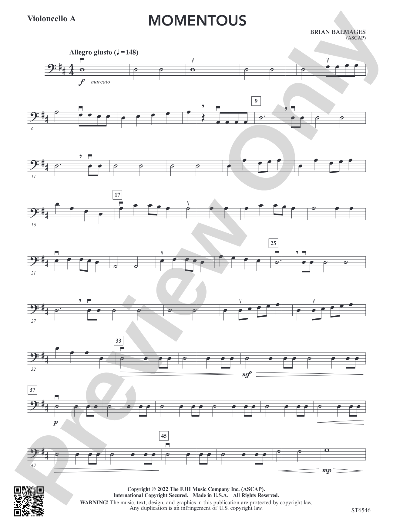 Momentous (for single or multi-level string orchestra): Violoncello A