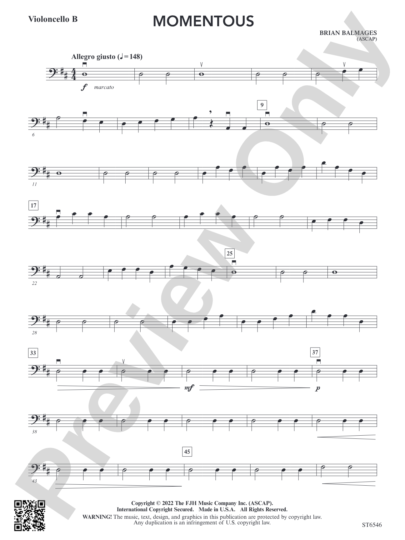 Momentous (for single or multi-level string orchestra): Violoncello B