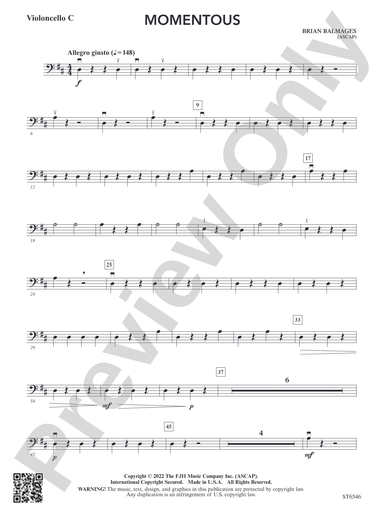 Momentous (for single or multi-level string orchestra): Violoncello C
