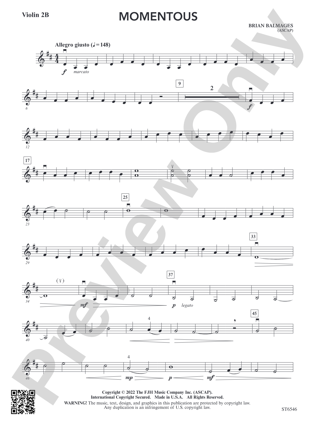 Momentous (for single or multi-level string orchestra): Violin 2B
