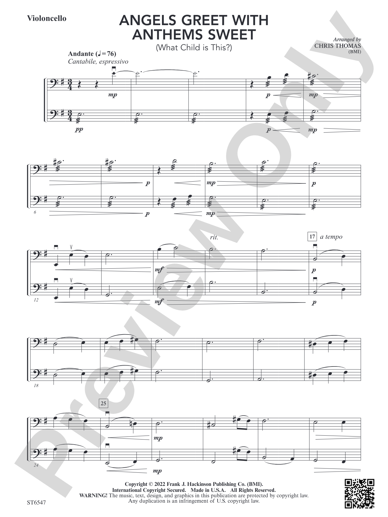Angels Greet with Anthems Sweet (What Child is This?): Violoncello