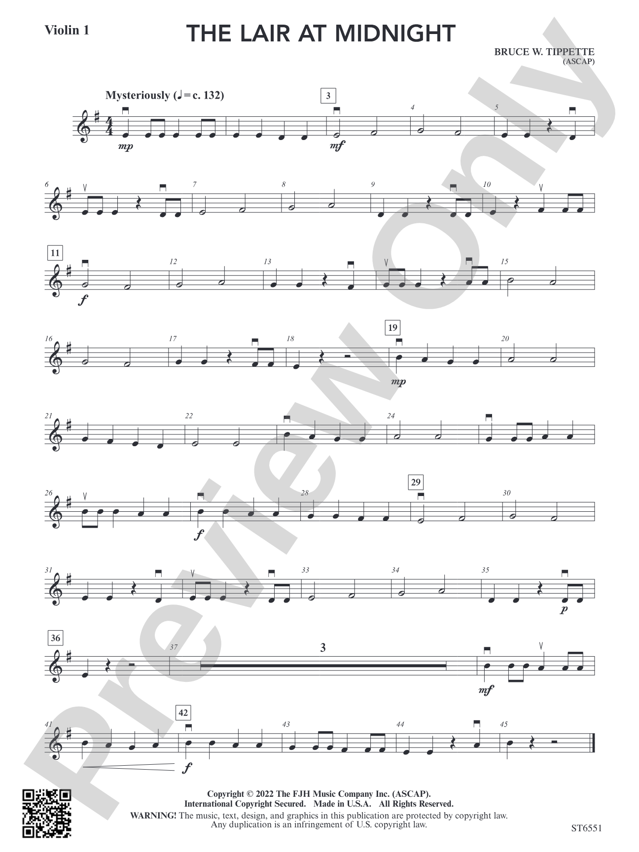 The Lair at Midnight: Violin 1
