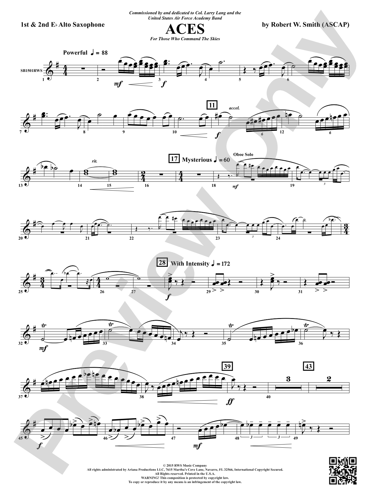 Aces - For Those Who Command the Skies: 1st & 2nd E-flat Alto Saxophone