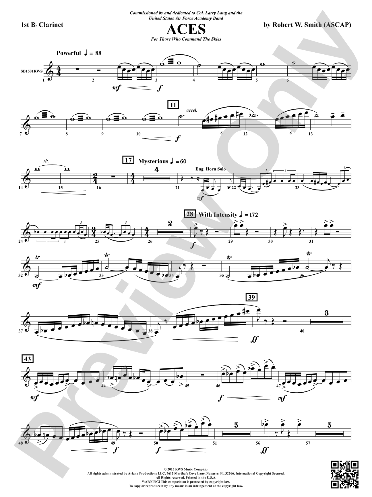 Aces - For Those Who Command the Skies: 1st B-flat Clarinet
