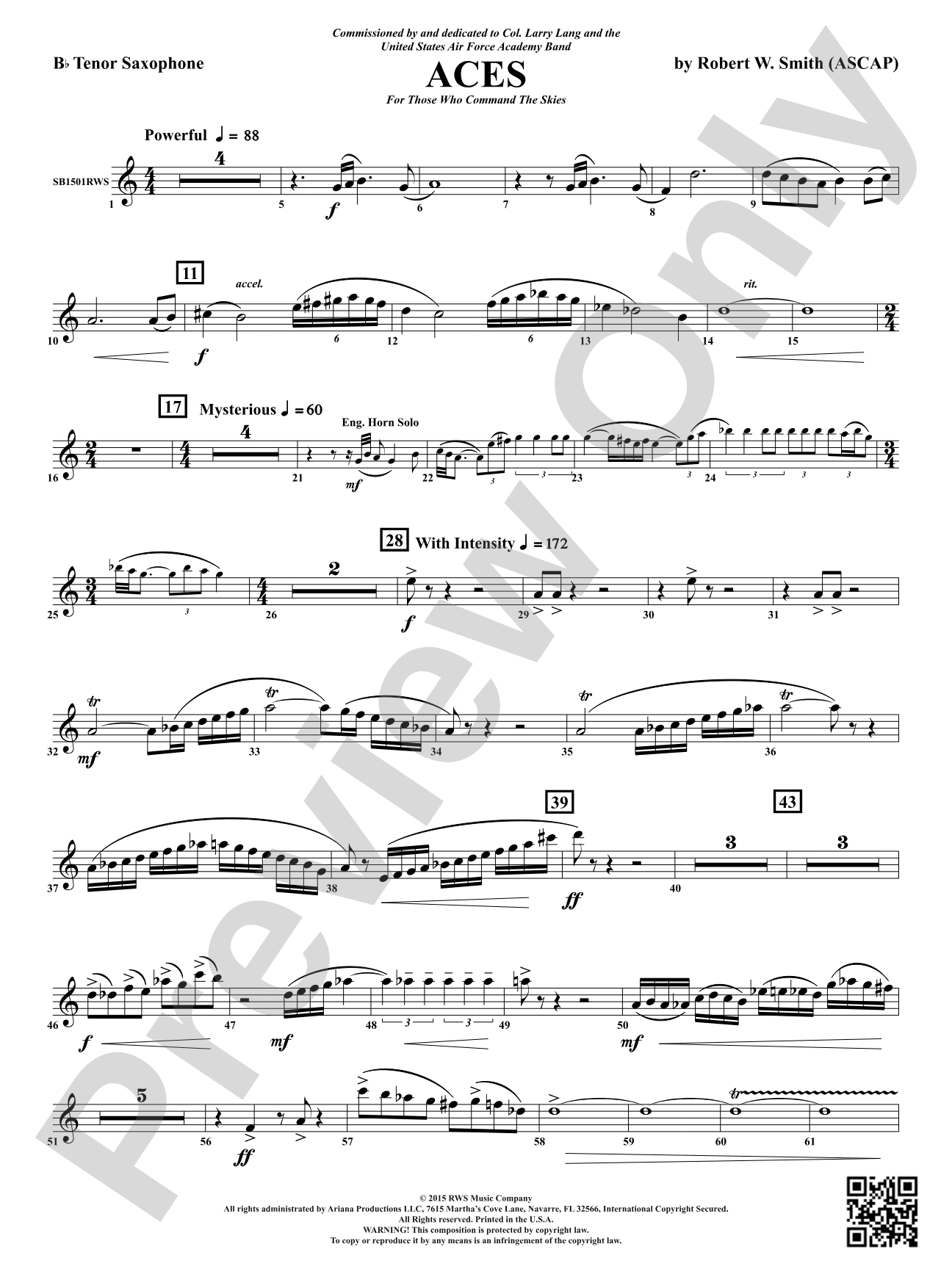 Aces - For Those Who Command the Skies: B-flat Tenor Saxophone