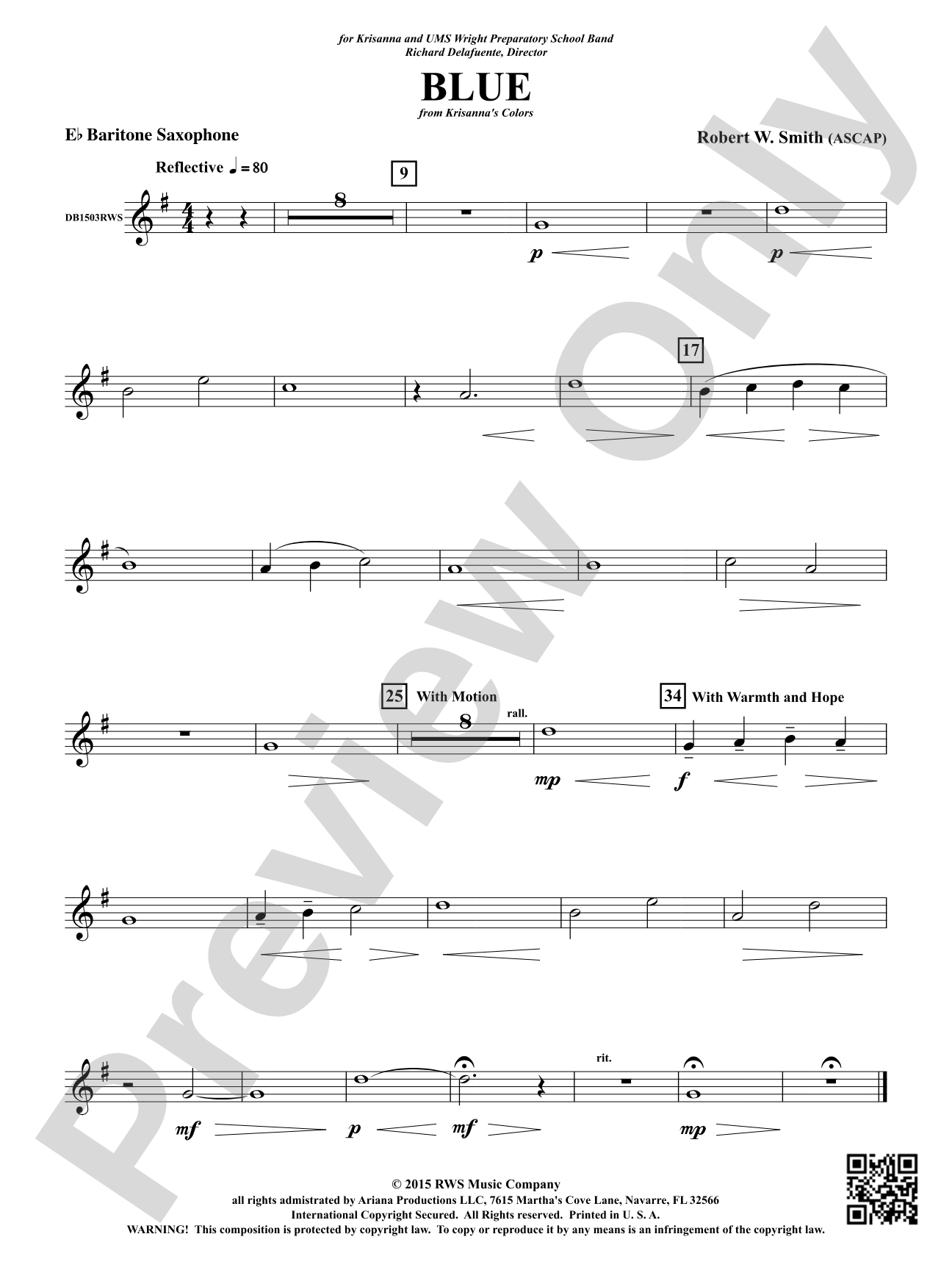 Blue: E-flat Baritone Saxophone