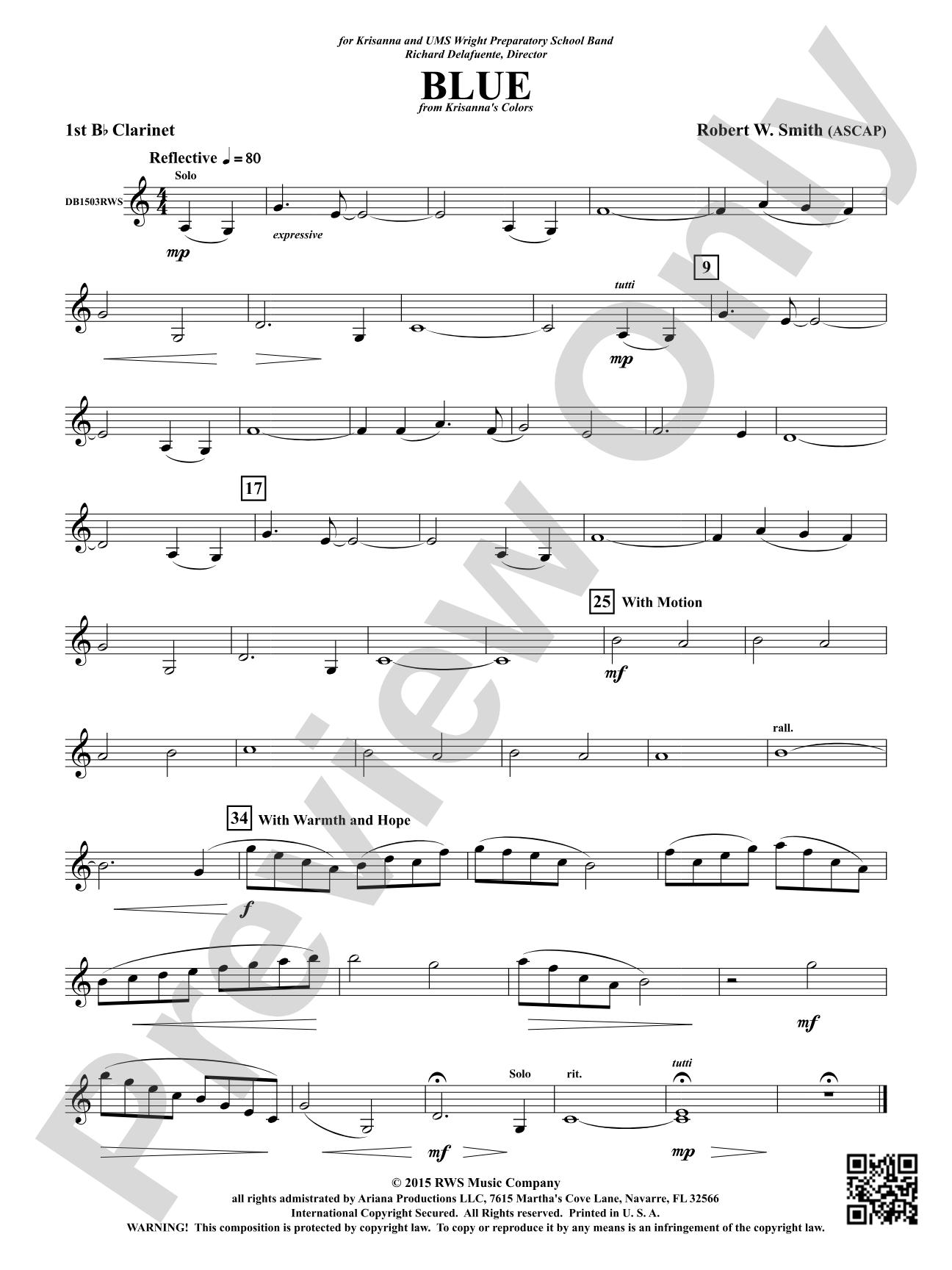 Blue: 1st B-flat Clarinet