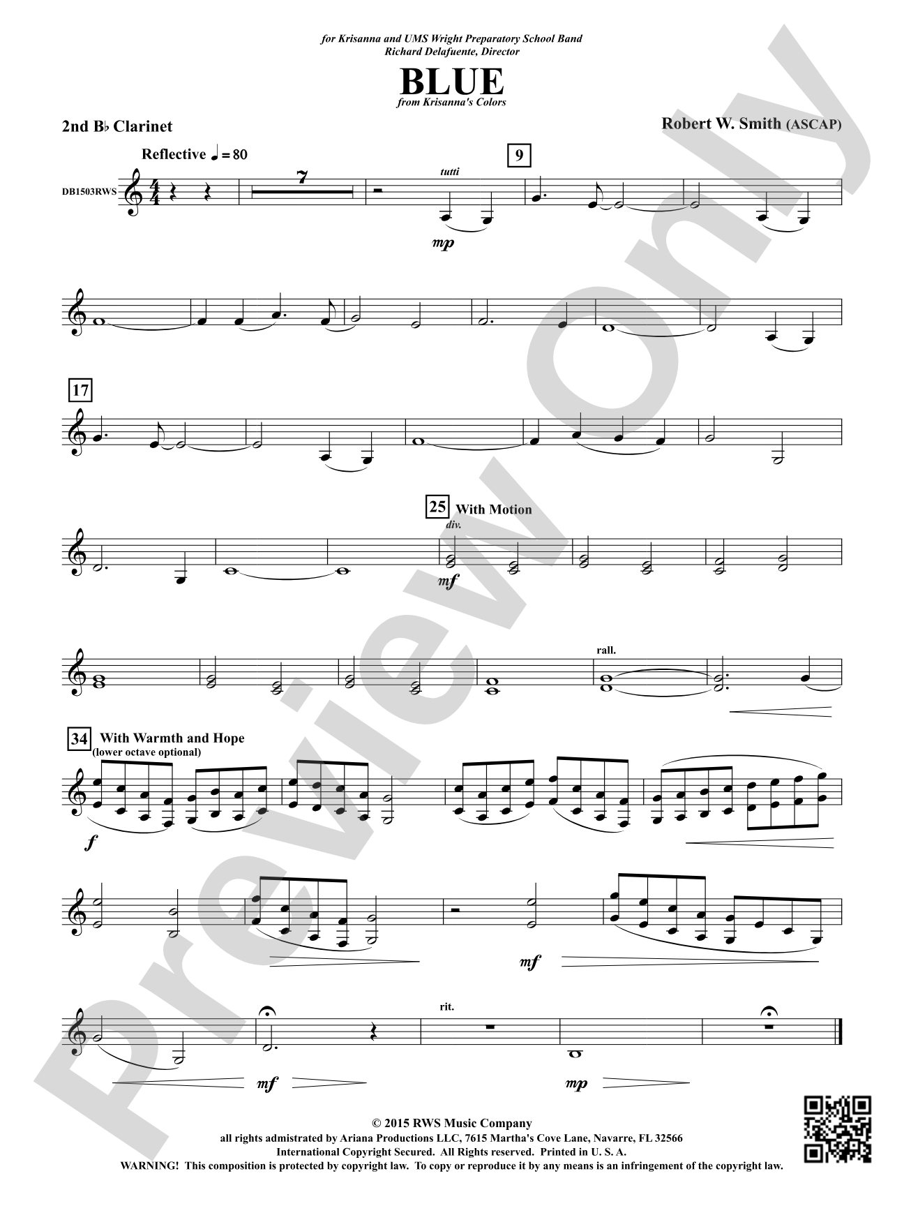 Blue: 2nd B-flat Clarinet