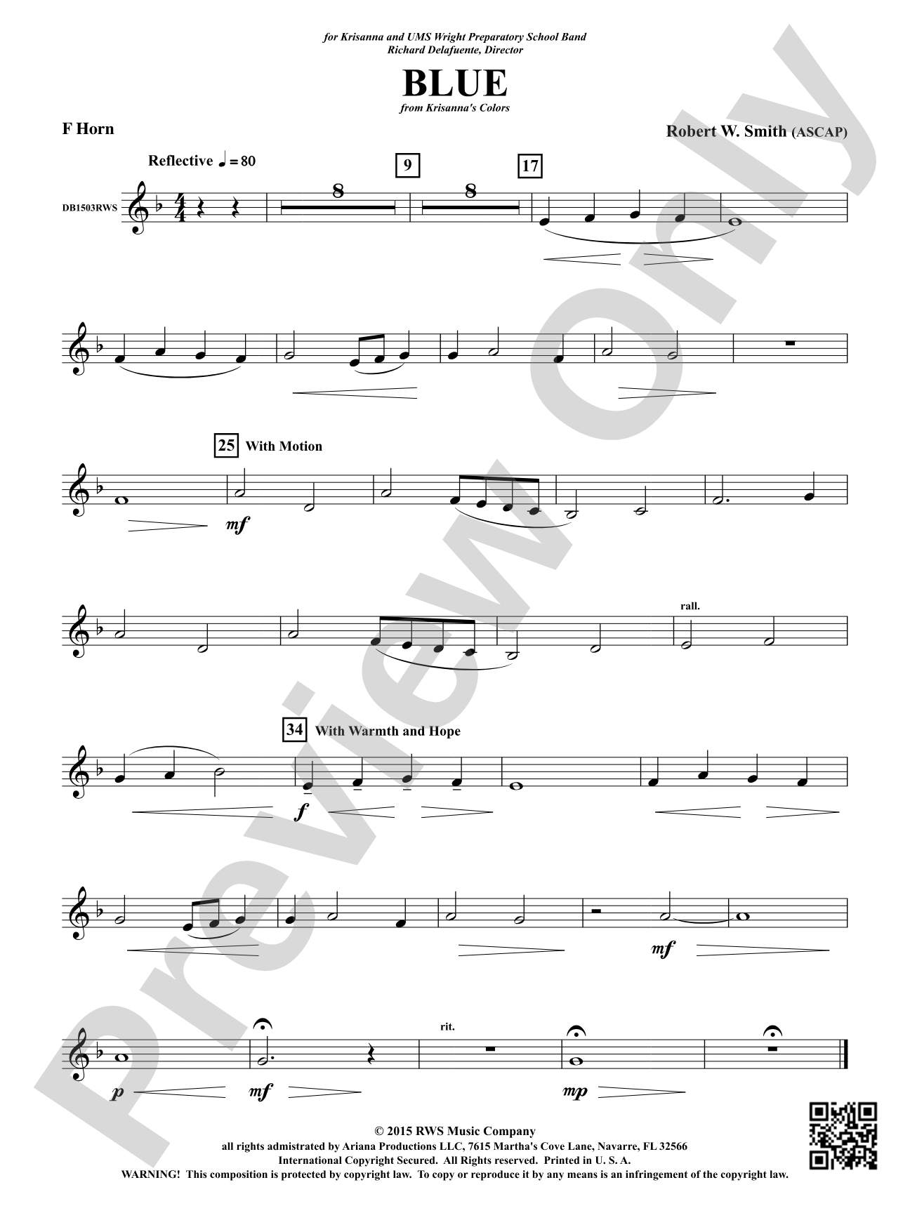 Blue: 1st F Horn