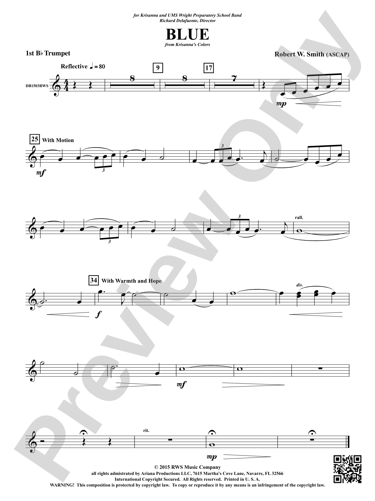 Blue: 1st B-flat Trumpet