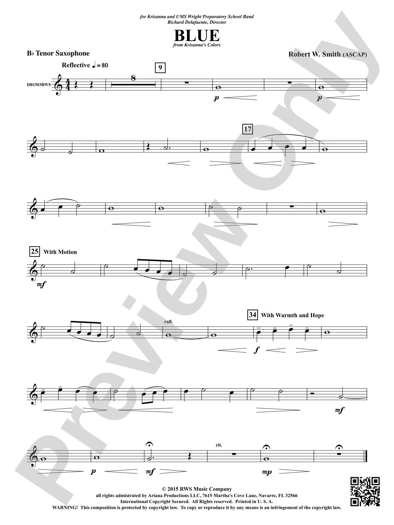 Blue: B-flat Tenor Saxophone