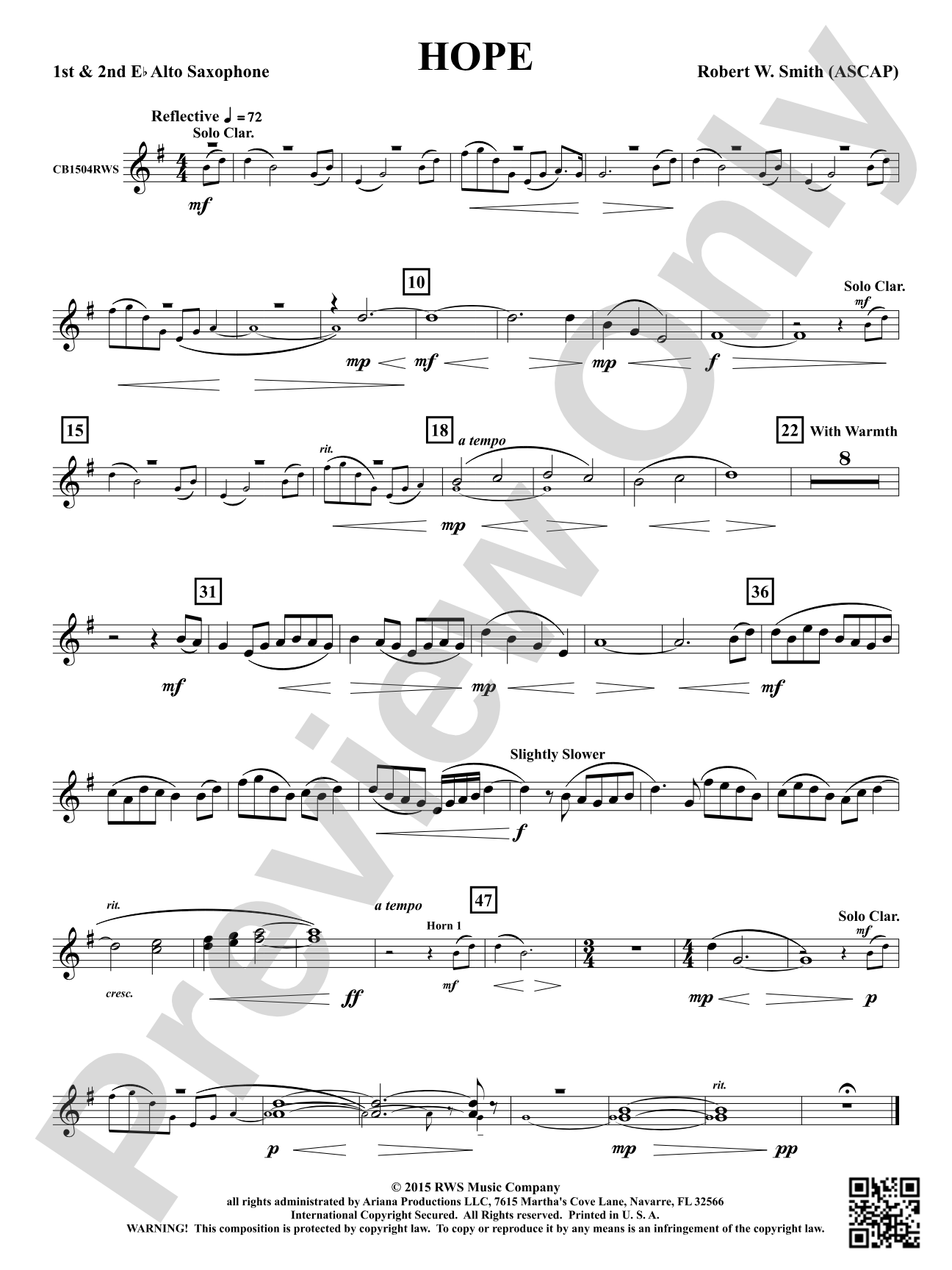 Hope: 1st & 2nd E-flat Alto Saxophone
