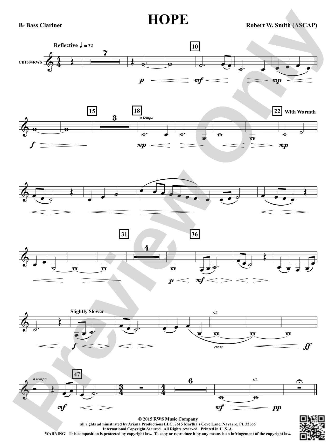 Hope: B-flat Bass Clarinet