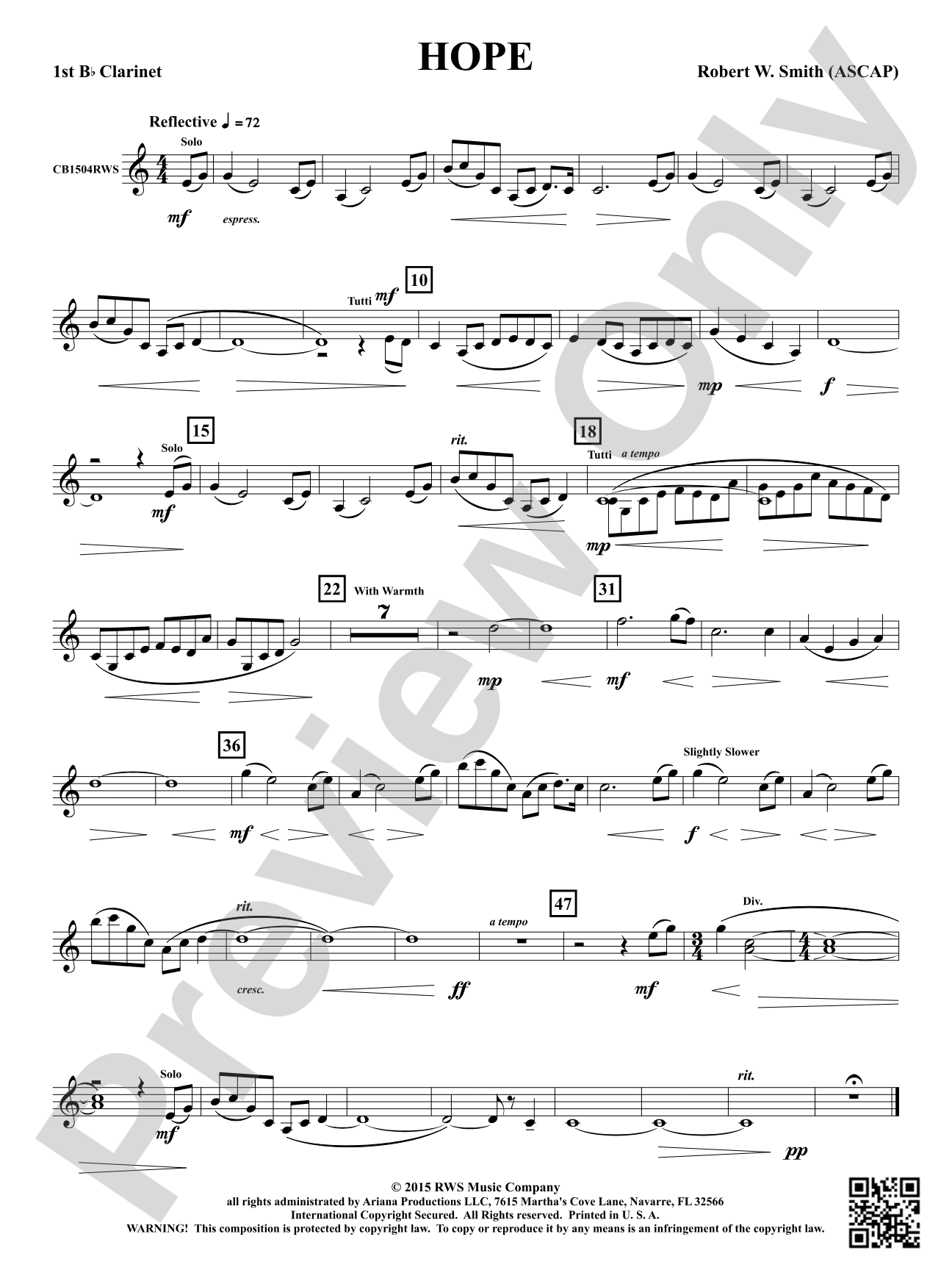Hope: 1st B-flat Clarinet