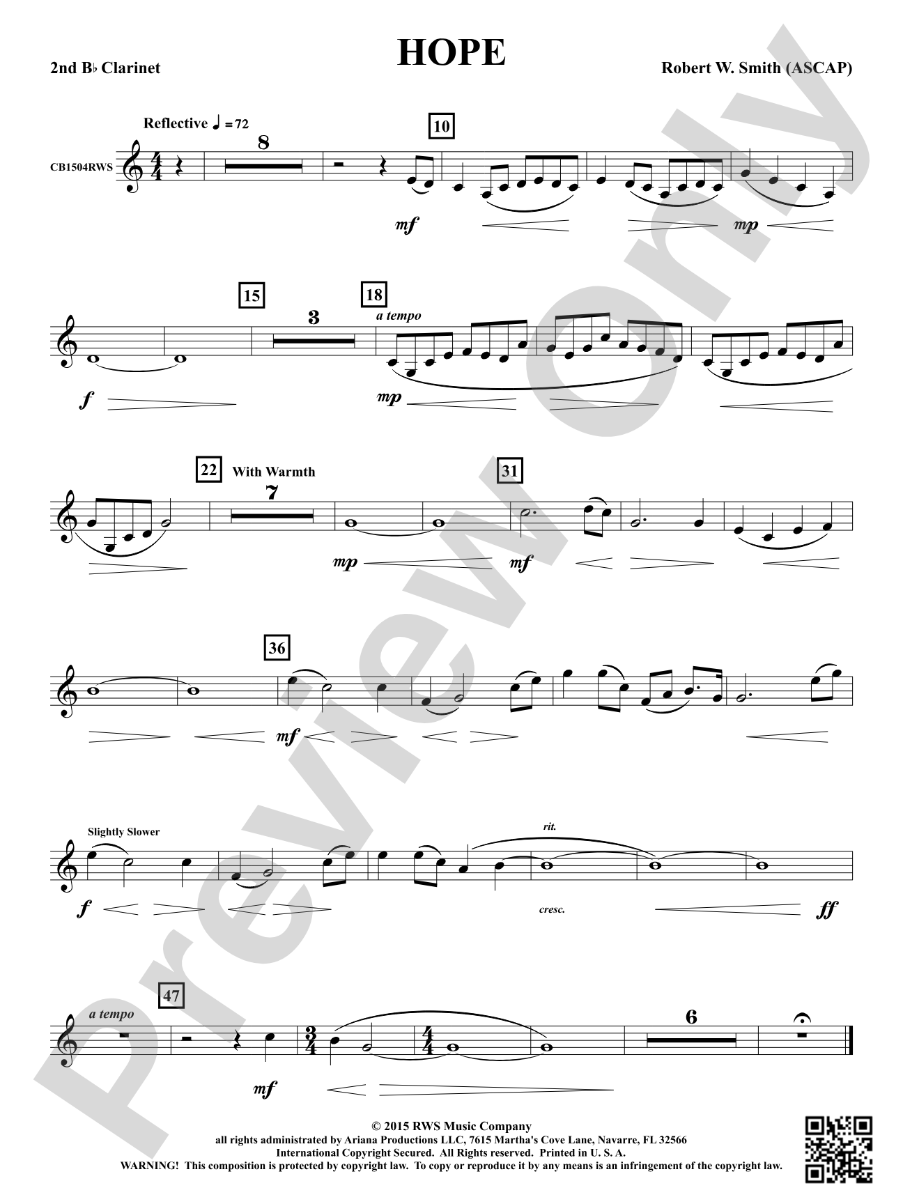 Hope: 2nd B-flat Clarinet