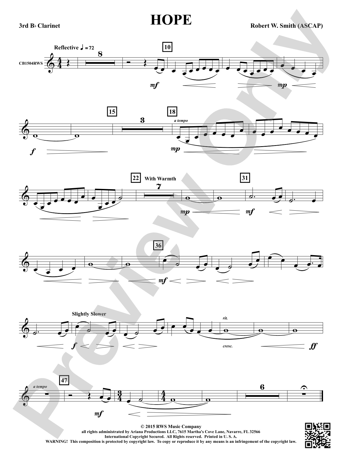 Hope: 3rd B-flat Clarinet