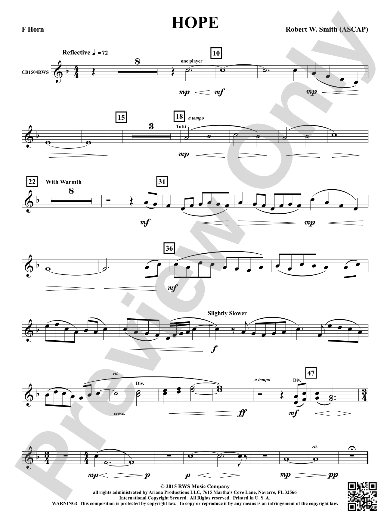 Hope: 1st F Horn