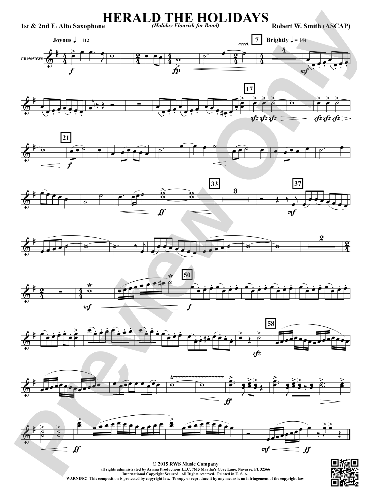 Herald the Holidays: 1st & 2nd E-flat Alto Saxophone