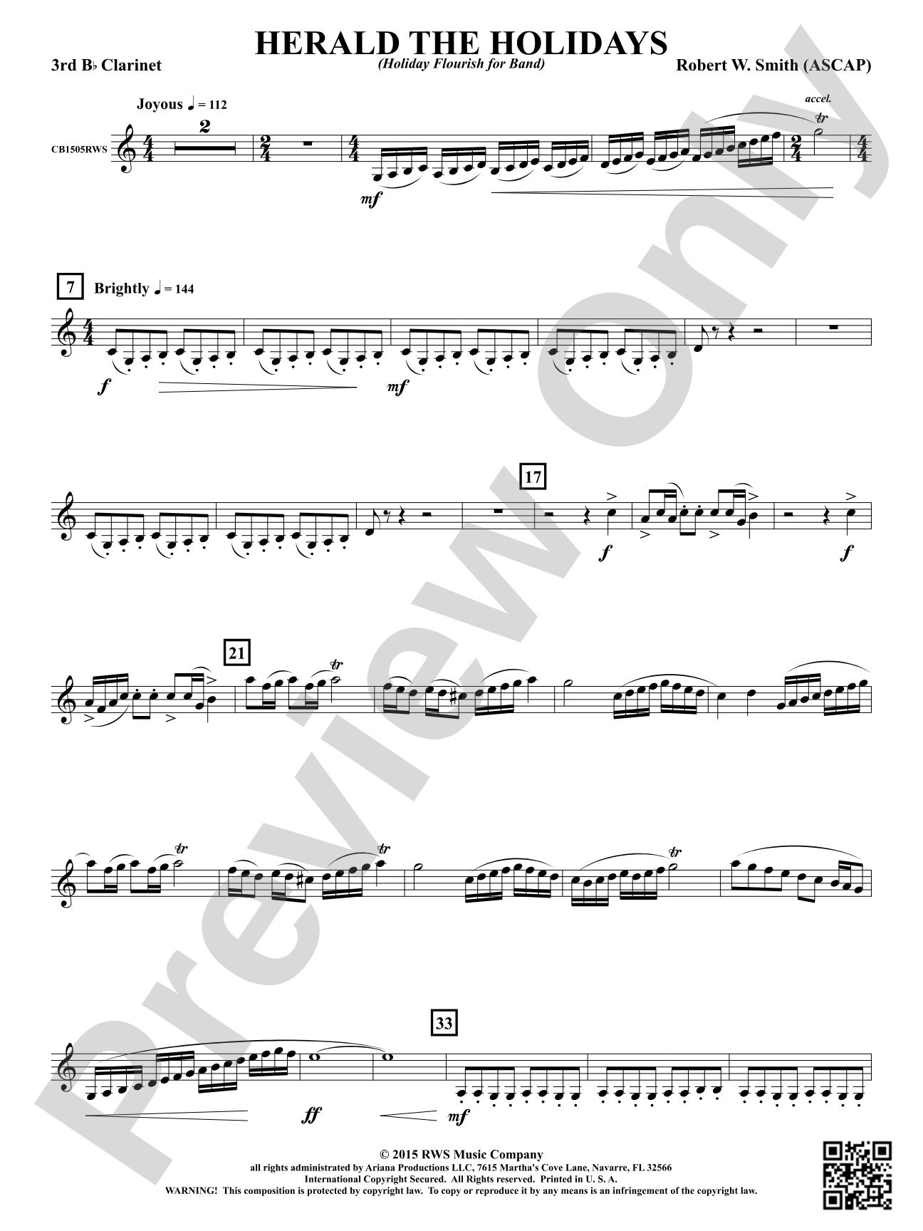 Herald the Holidays: 3rd B-flat Clarinet