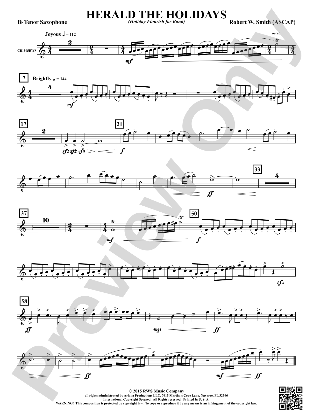 Herald the Holidays: B-flat Tenor Saxophone