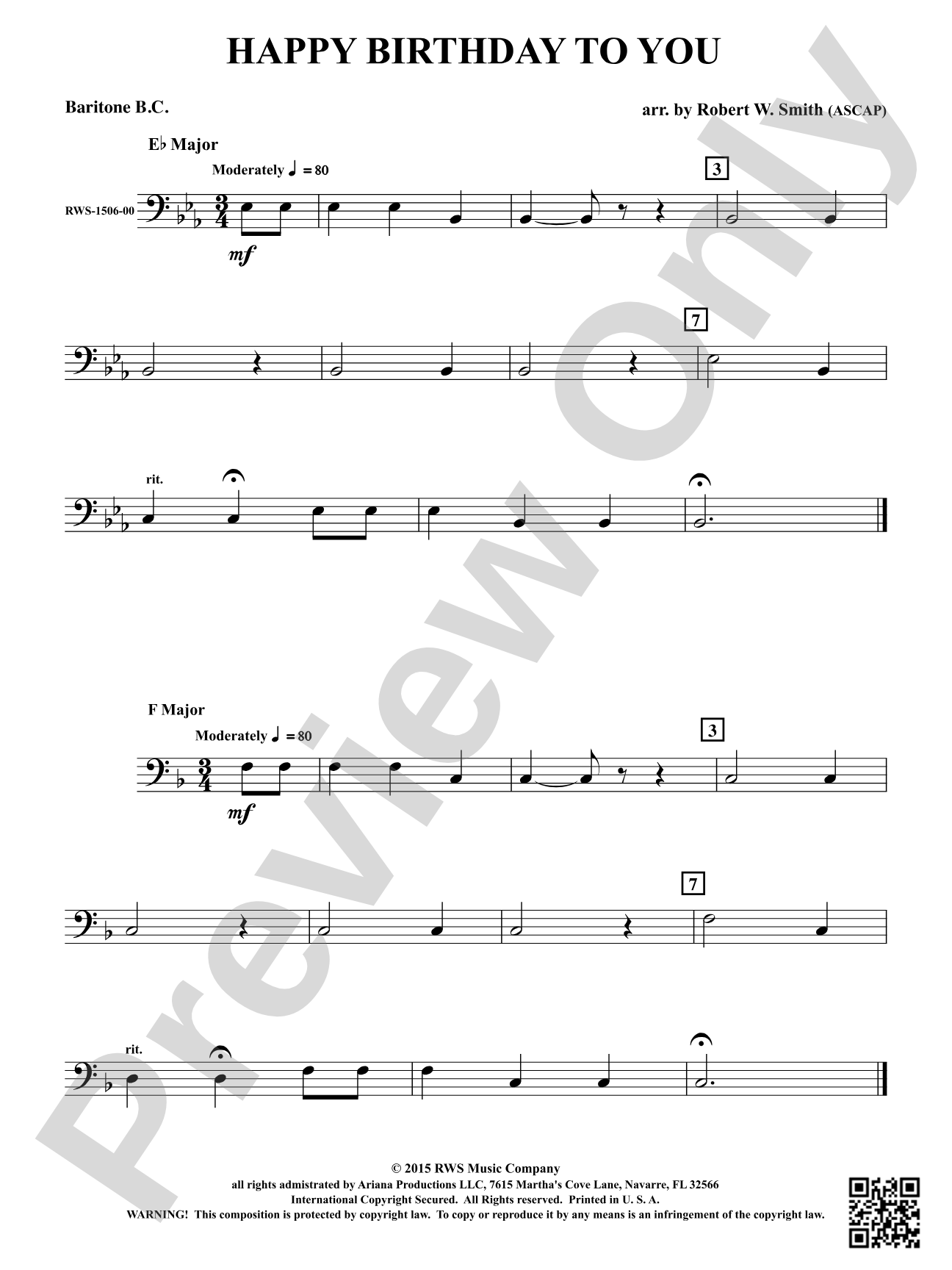 Happy Birthday to You: Baritone B.C.