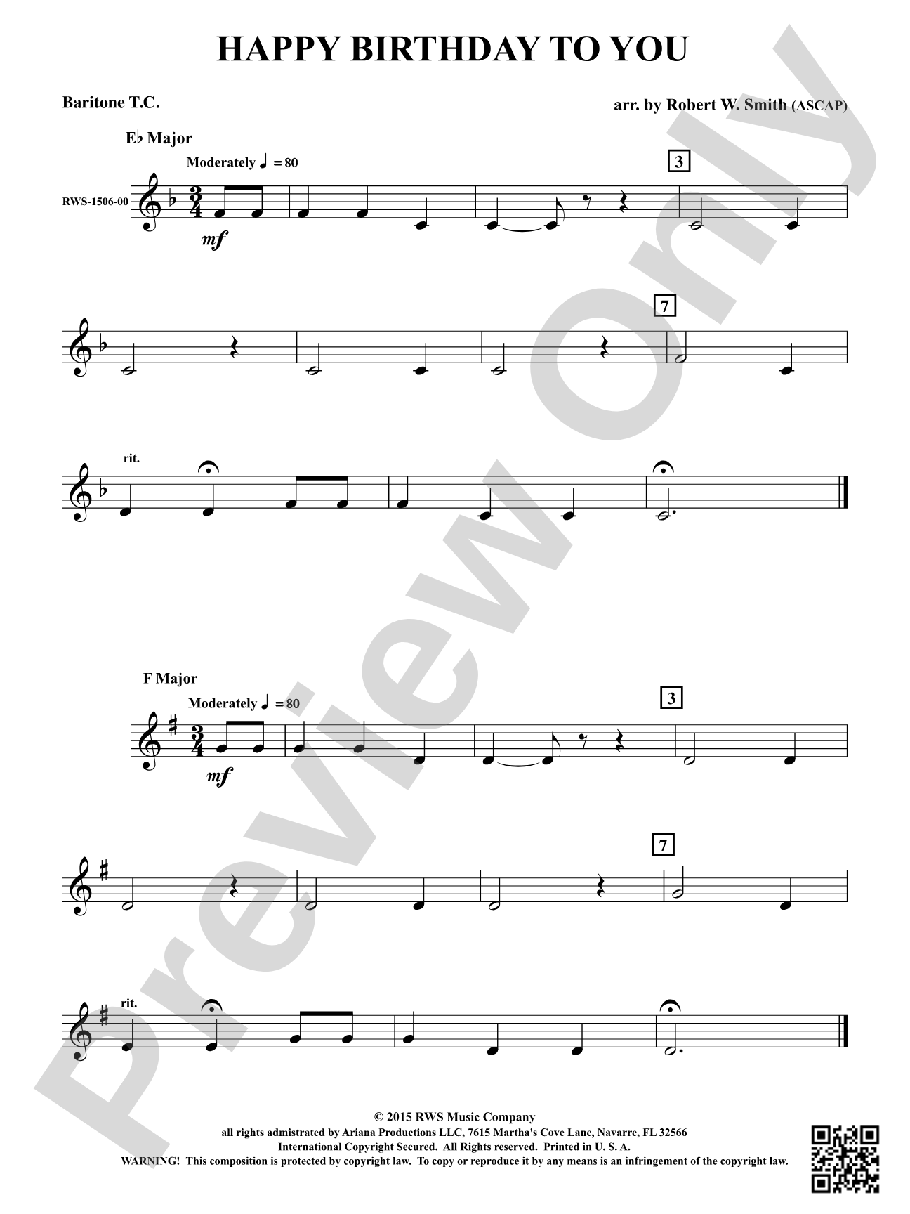 Happy Birthday to You: Baritone T.C.