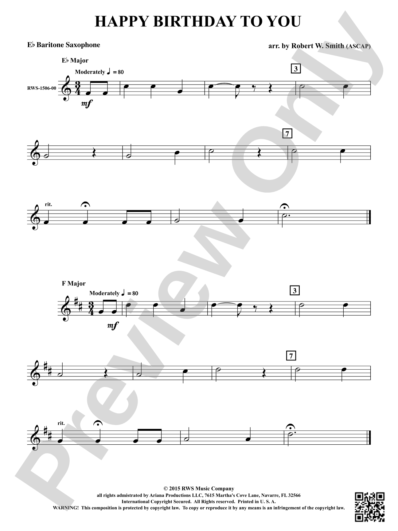 Happy Birthday to You: E-flat Baritone Saxophone